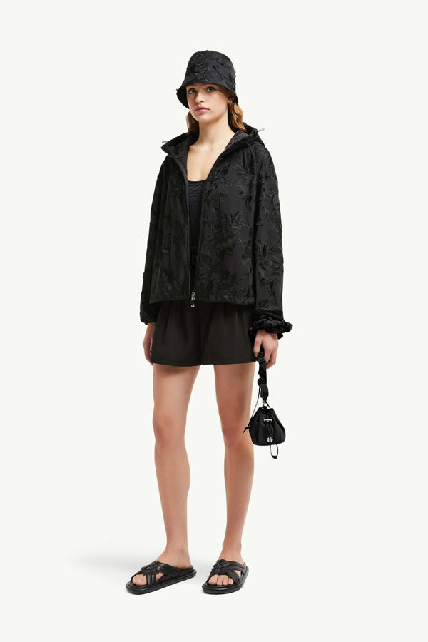 Charmeil Textured Hooded Jacket Women Black Moncler 0