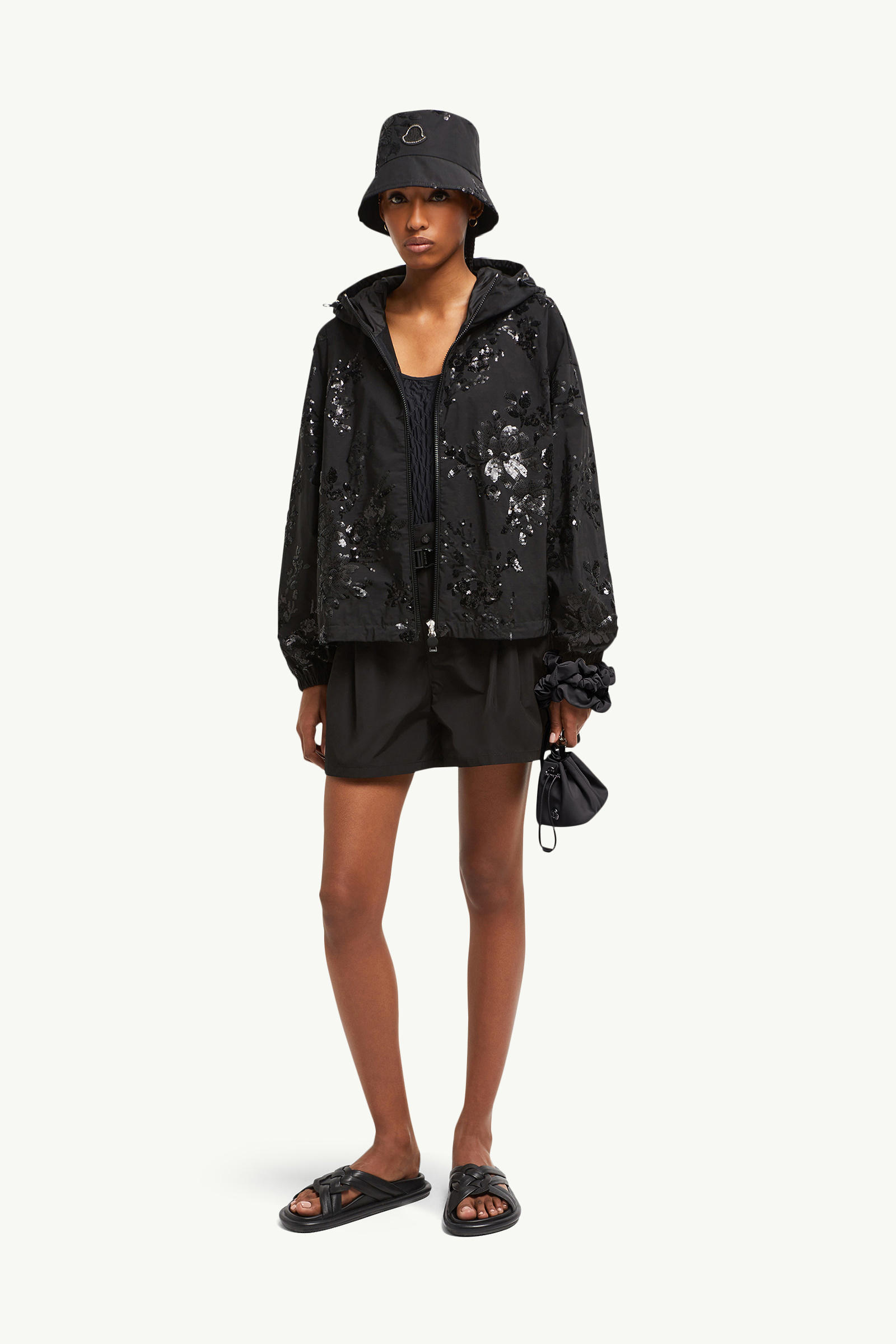 Landal Sequin-Embroidered Hooded Jacket Women Black Moncler 0