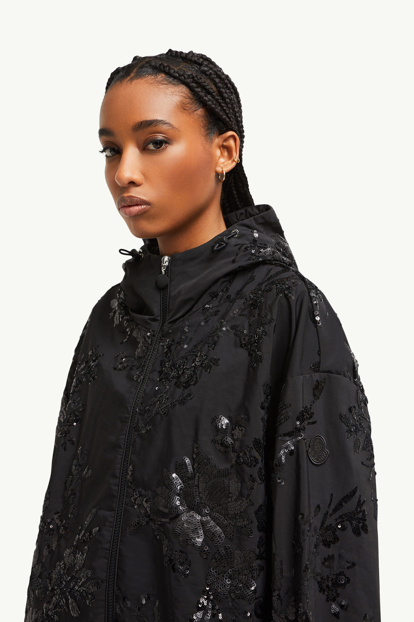 Landal Sequin-Embroidered Hooded Jacket Women Black Moncler 1