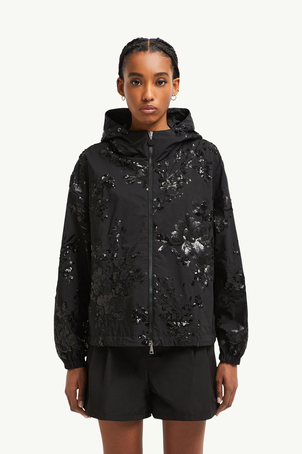 Landal Sequin-Embroidered Hooded Jacket Women Black Moncler 3