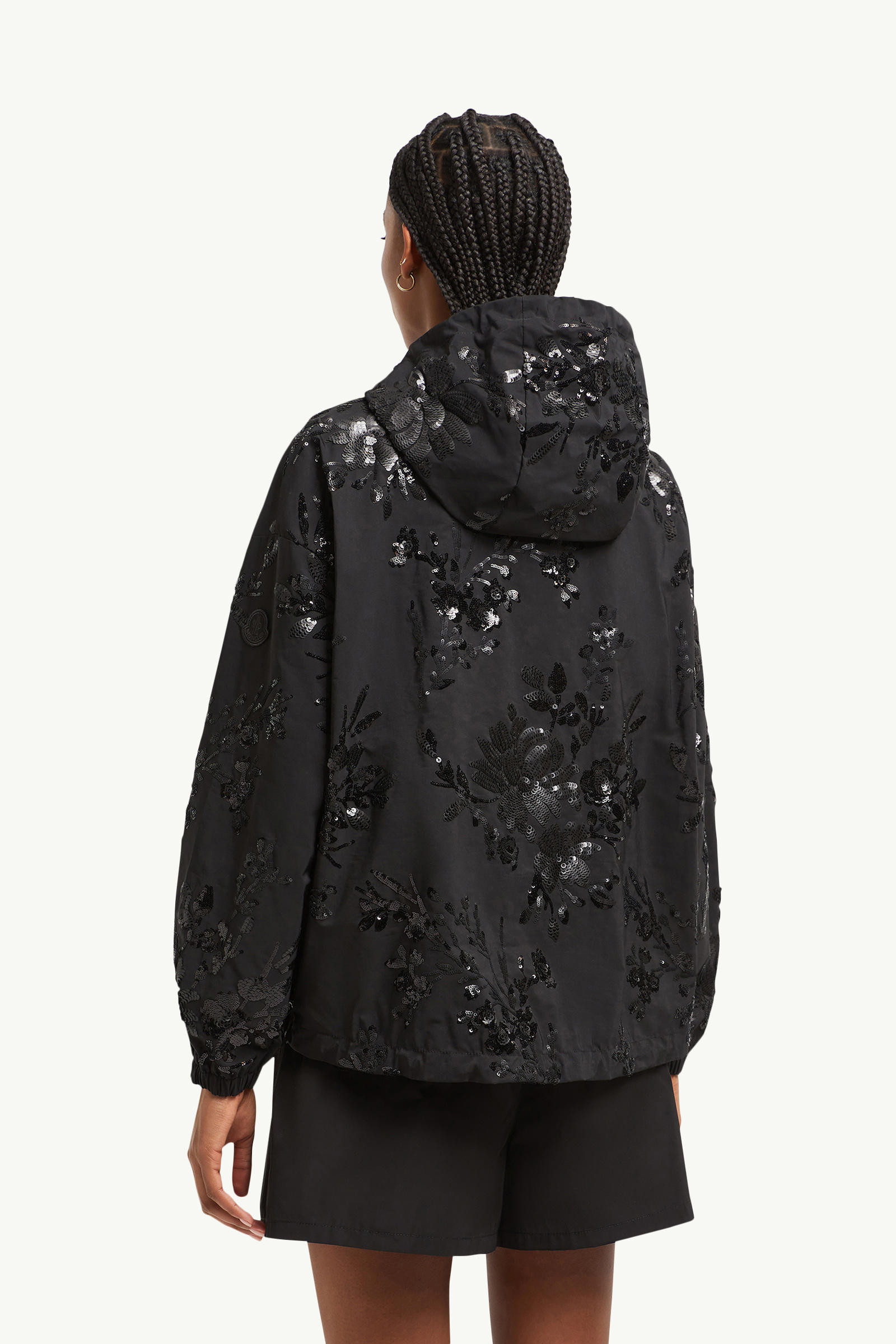 Landal Sequin-Embroidered Hooded Jacket Women Black Moncler 4