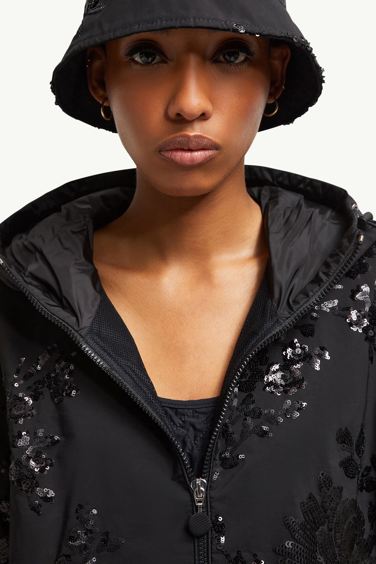 Landal Sequin-Embroidered Hooded Jacket Women Black Moncler 5