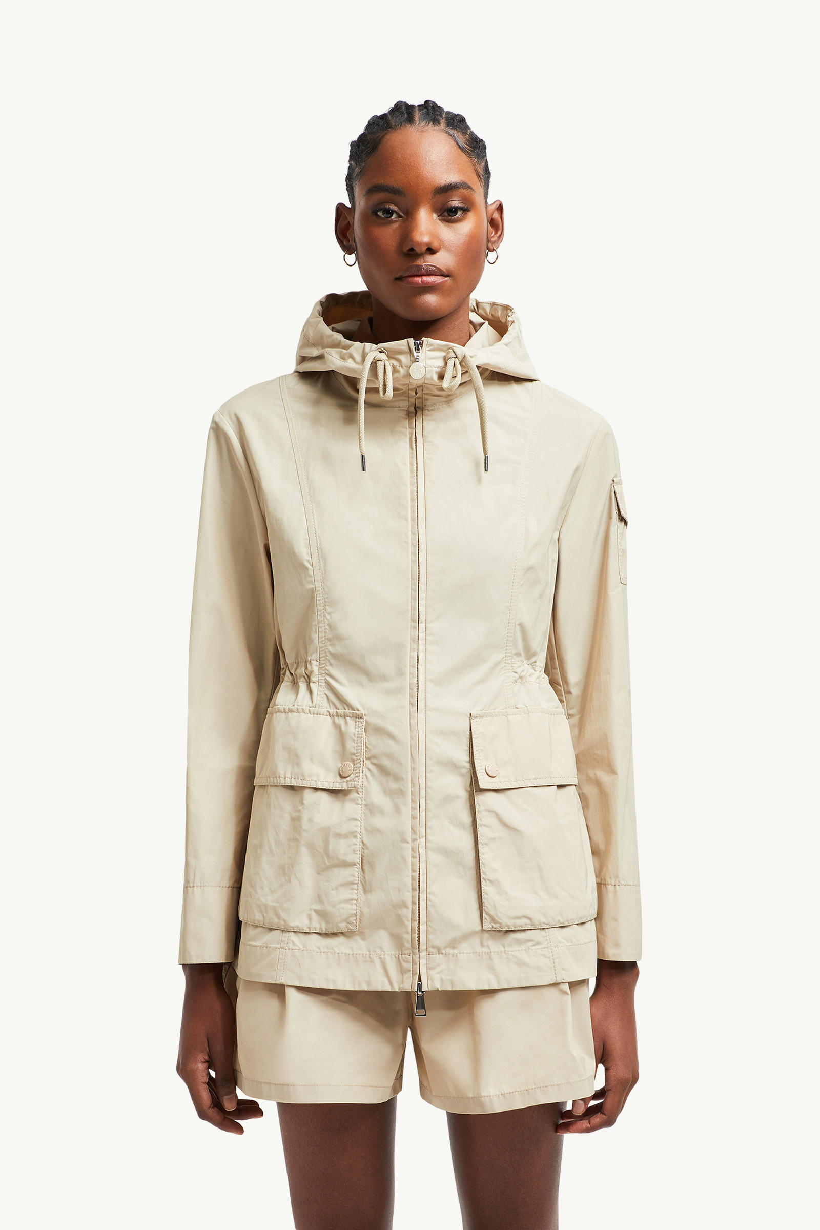 Leandro Hooded Parka Jacket Women Beige Moncler 3