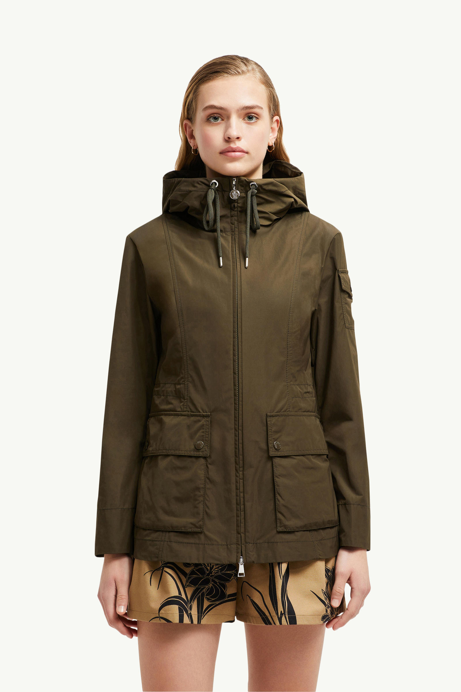 Leandro Hooded Parka Jacket Women Dark Green Moncler 3