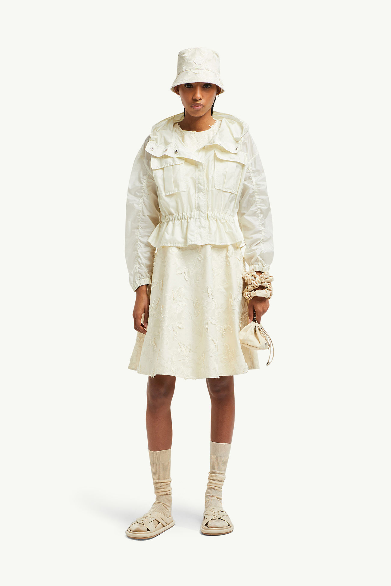 Chaqueta con peplo y capucha Curton Mujer Blanco Moncler 0