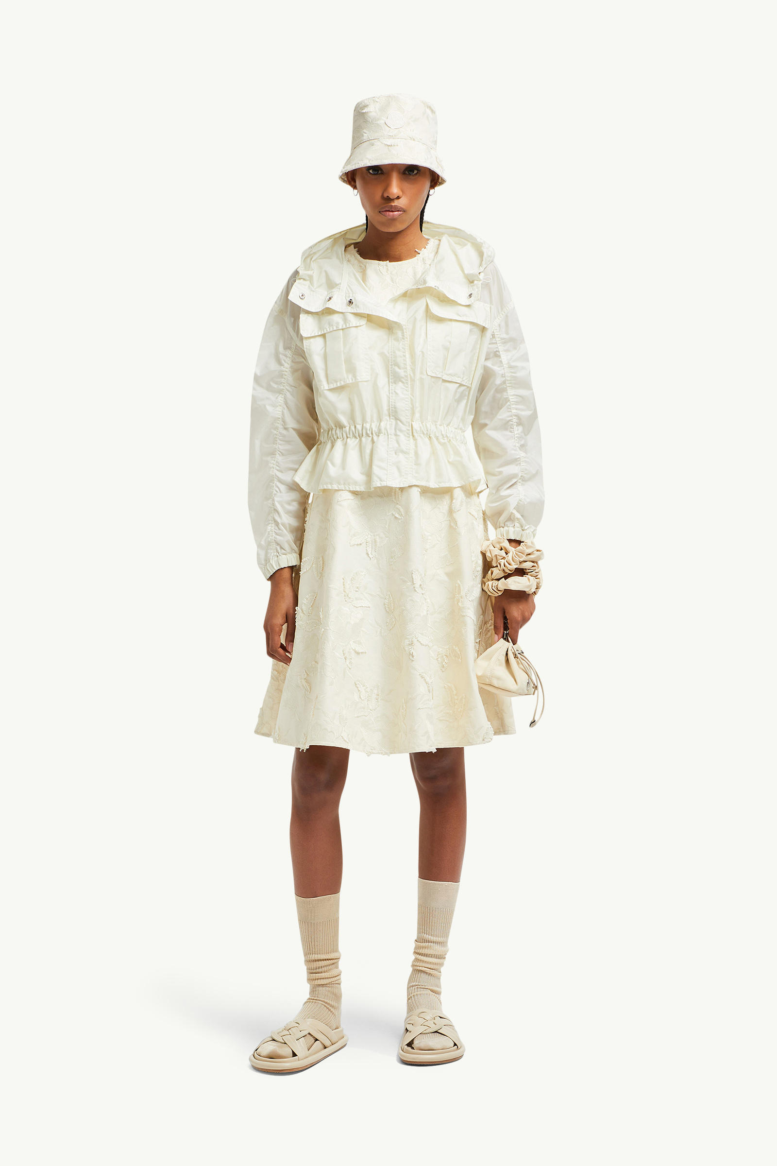 Curton連帽荷葉邊外套 女士 白色 Moncler 0