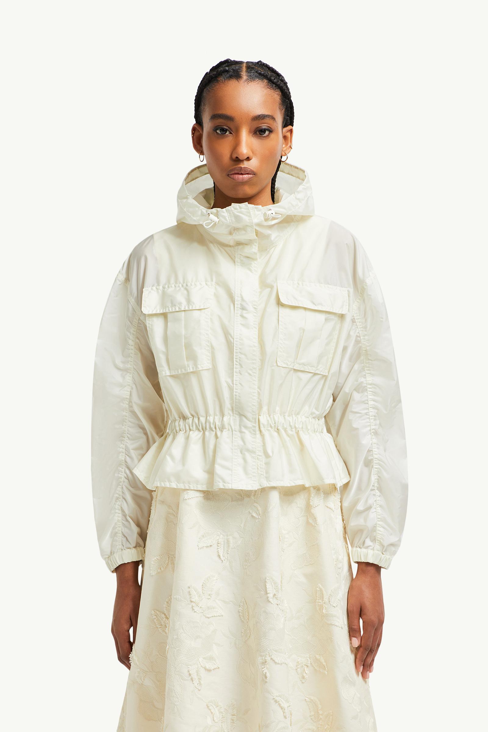 White Curton Hooded Peplum Jacket - Windbreakers & Raincoats