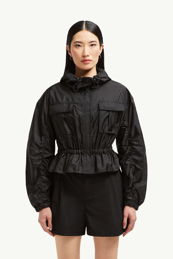 Curton Hooded Peplum Jacket Women Black Moncler 3
