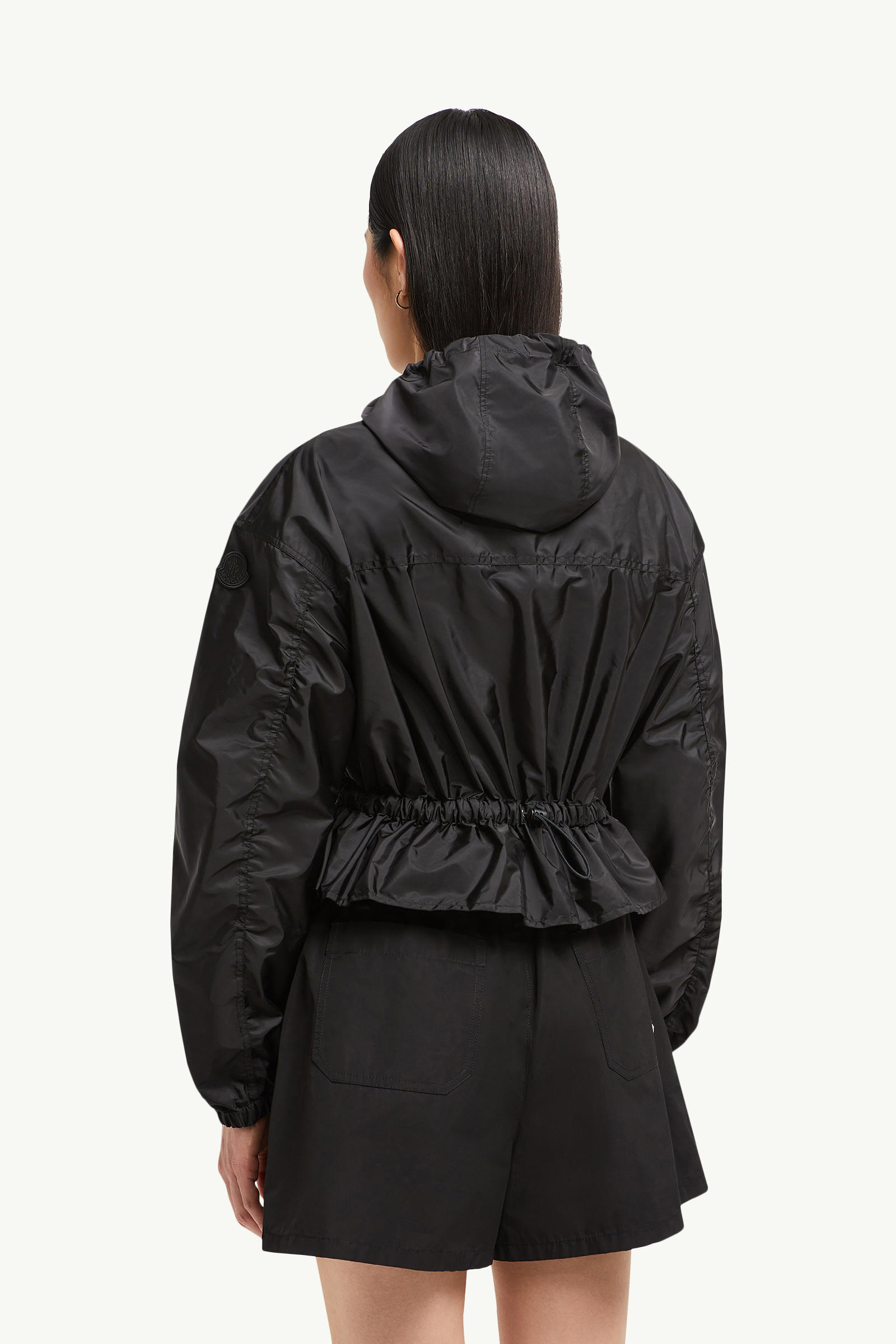 Curton Hooded Peplum Jacket Women Black Moncler 4