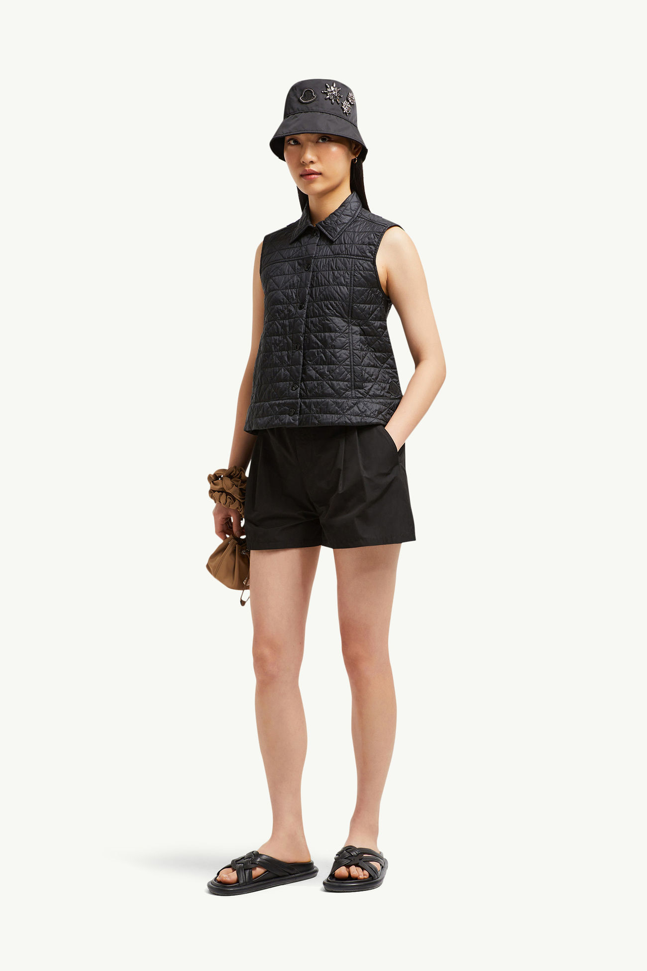 Chaleco acolchado con rombos Vayres Mujer Negro Moncler 0