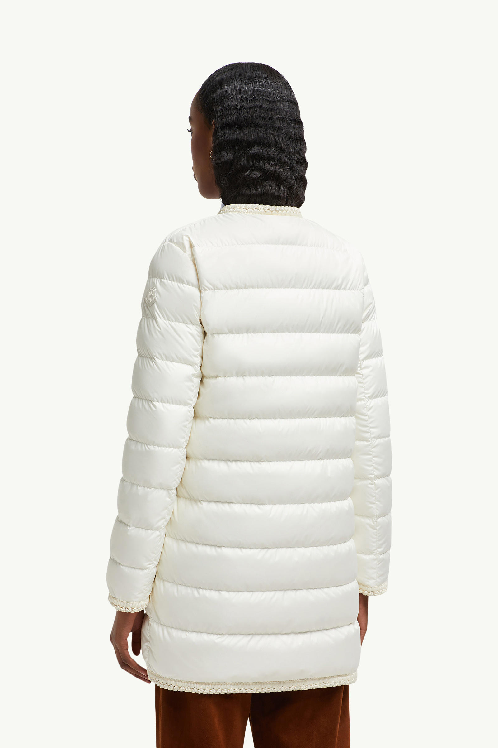 Gencaylong Braided Trim Mid-Length Down Jacket Women White Moncler 4