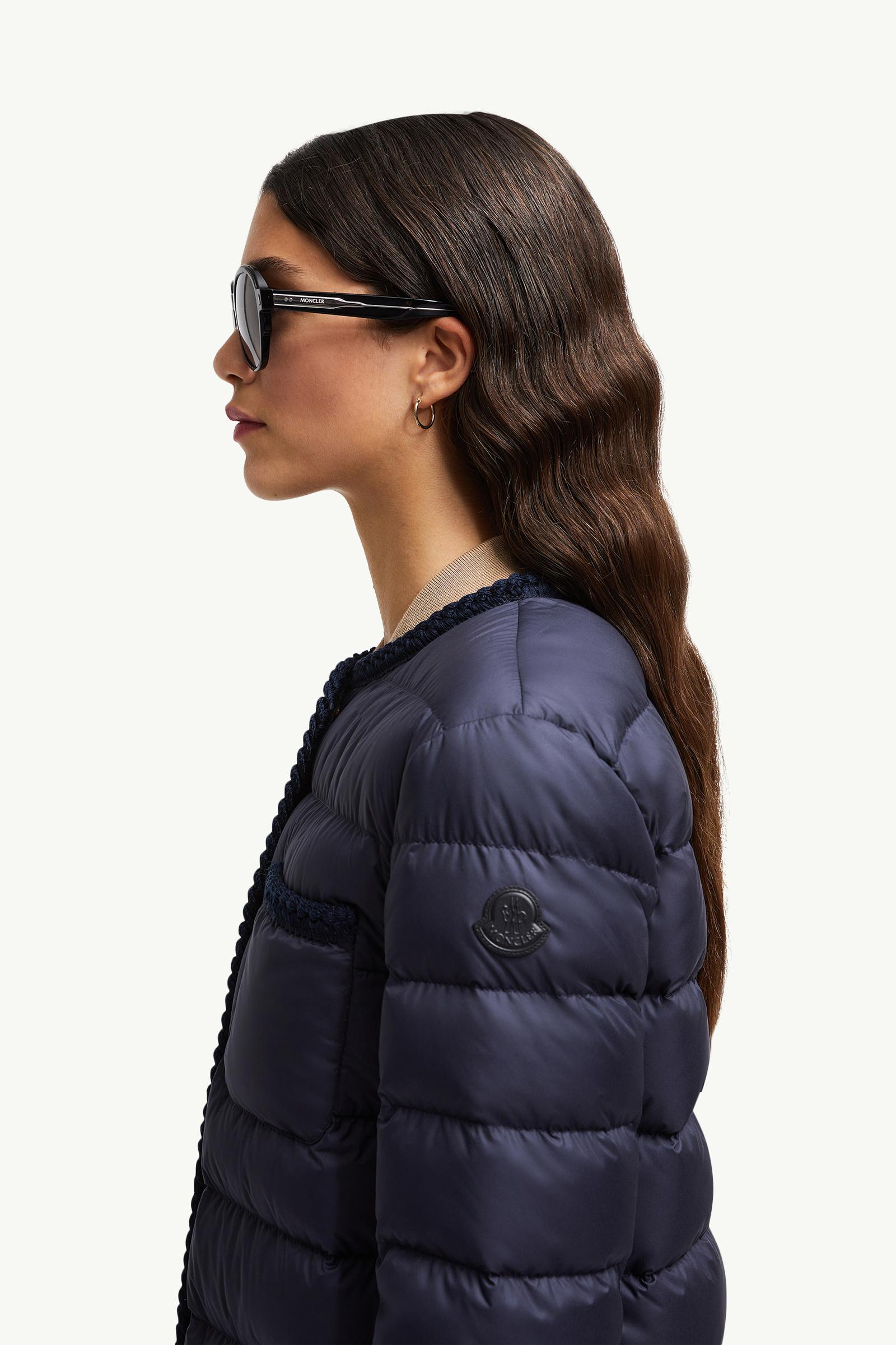 Gencaylong Braided Trim Mid-Length Down Jacket Women Navy Blue Moncler 1