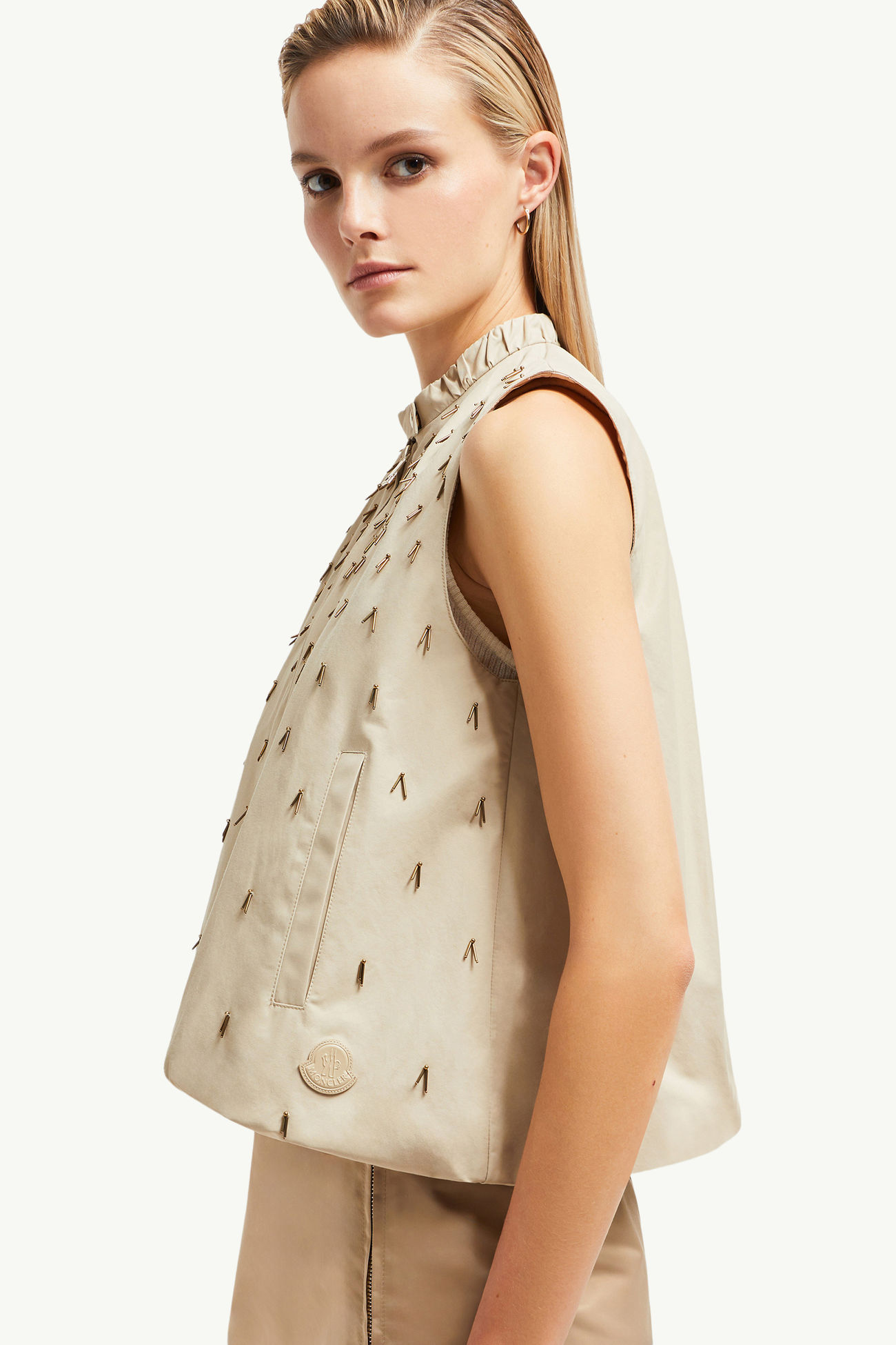 Gilet en coton Gruilly orné de perles Femmes Beige Clair Moncler 1