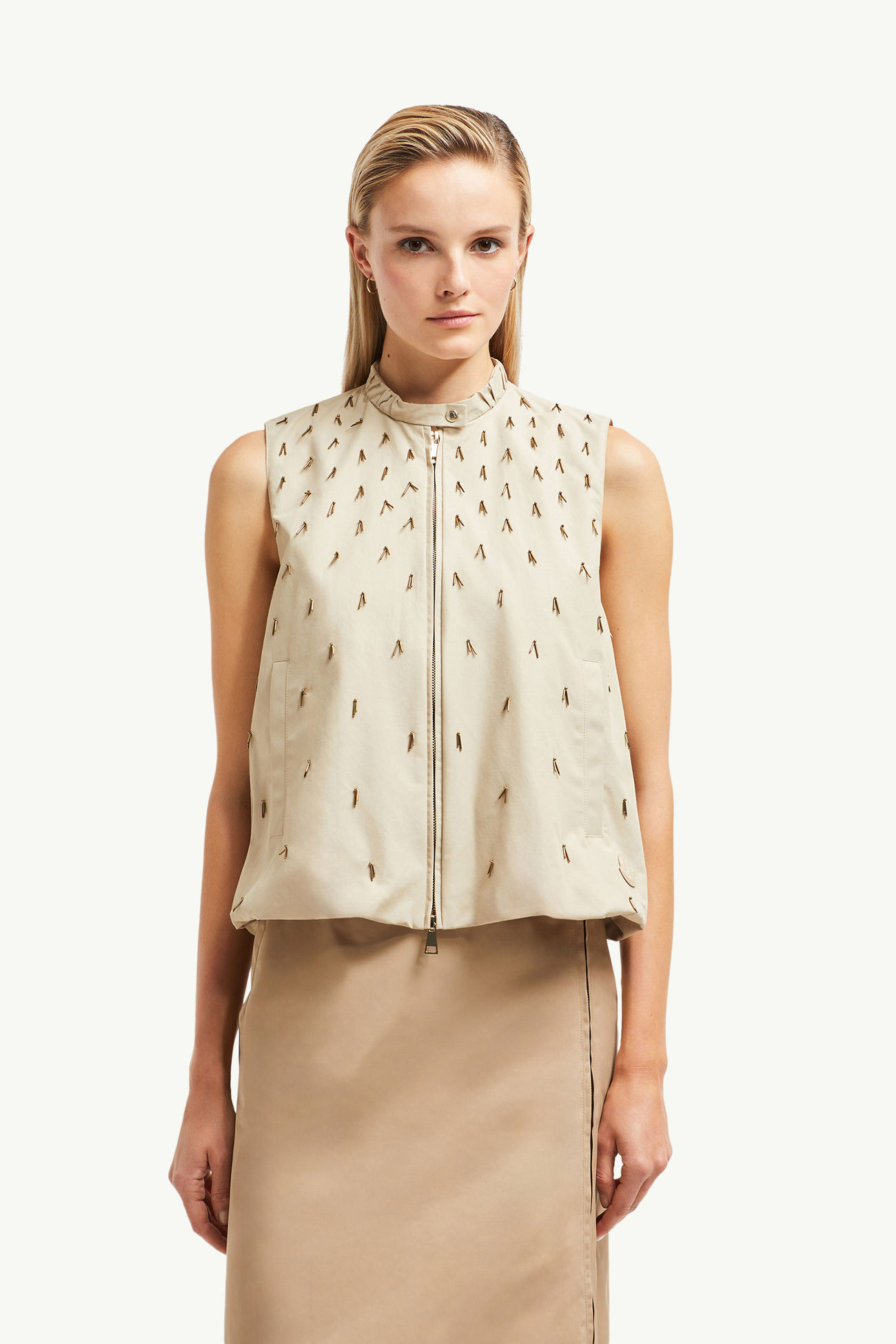 Gilet in cotone con perline Gruilly Donna Beige Chiaro Moncler 3