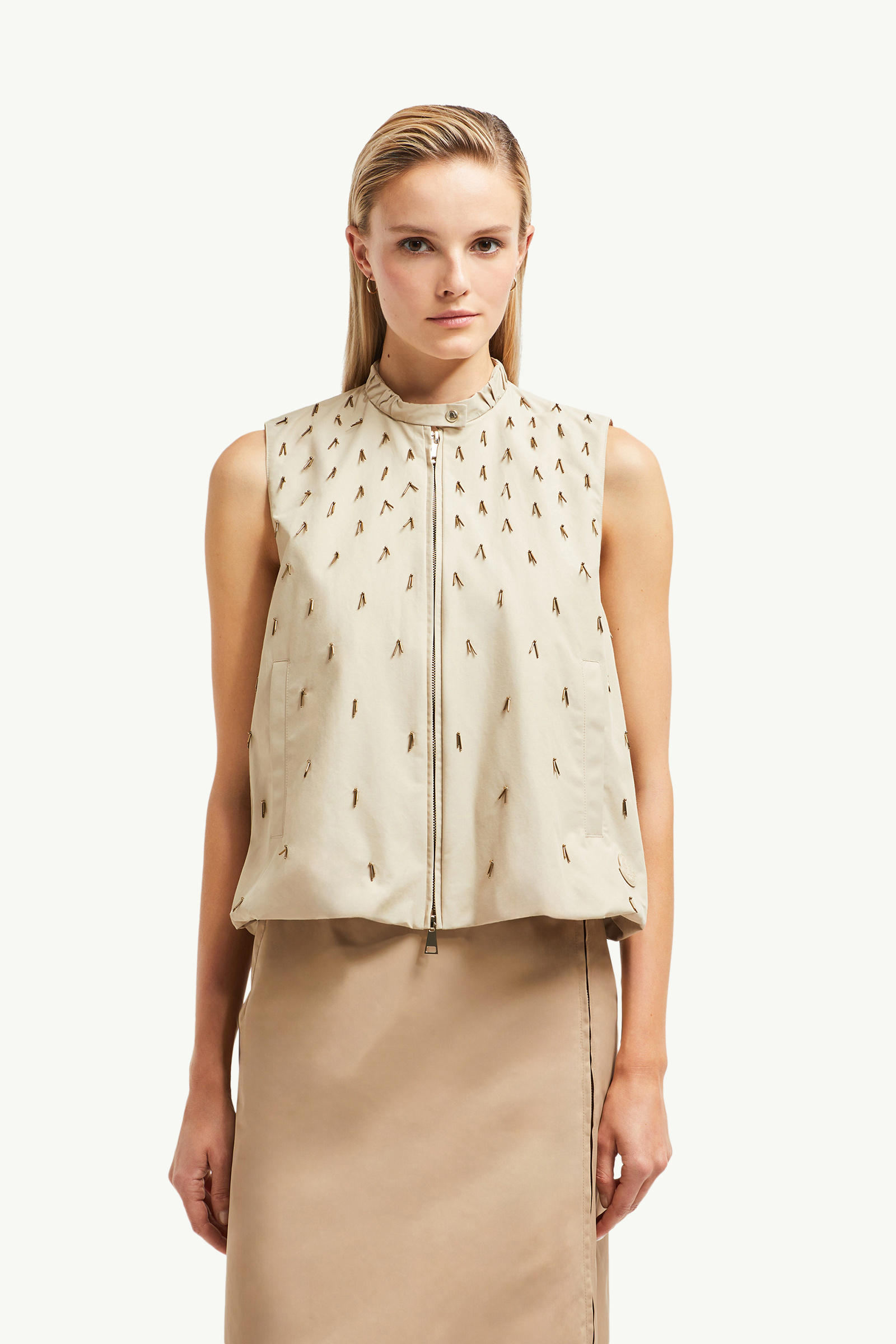 Gruilly Beaded Cotton Vest Women Light Beige Moncler 3