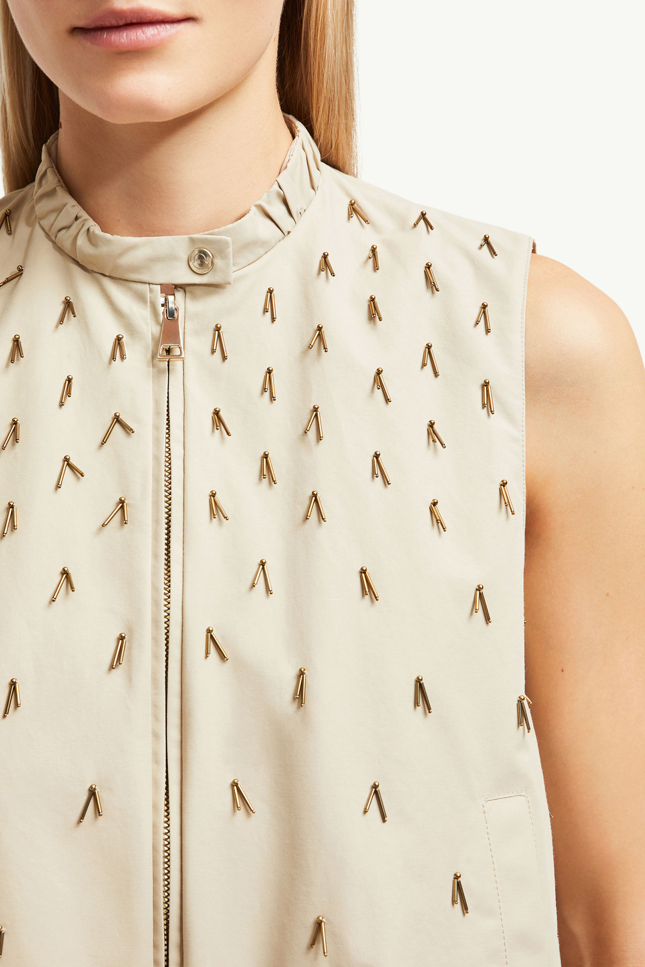 Gruilly perlenbestickte Weste aus Baumwolle Damen Hellbeige Moncler 5