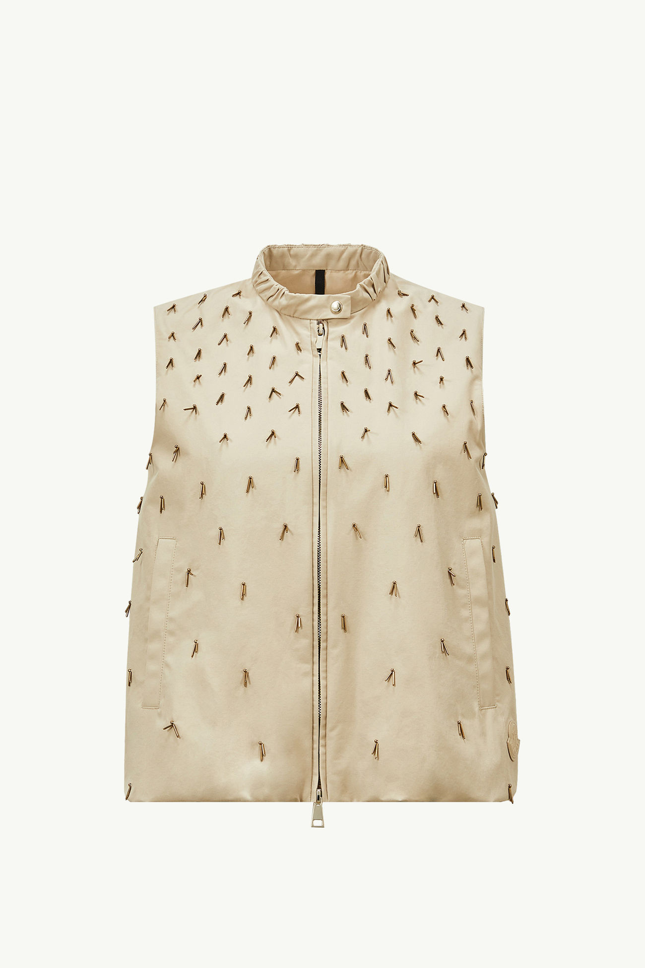 Gruilly perlenbestickte Weste aus Baumwolle Damen Hellbeige Moncler 2