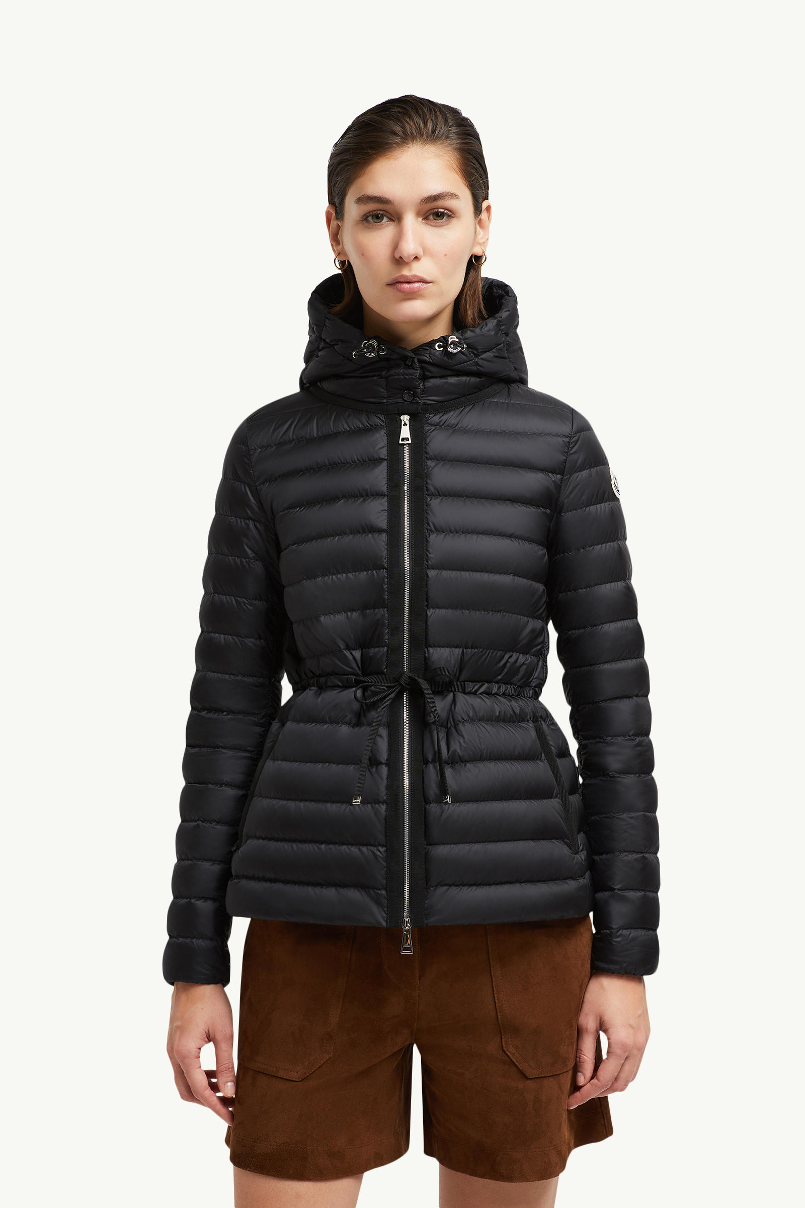 Raie Packable Hooded Short Down Jacket Women Black Moncler 3