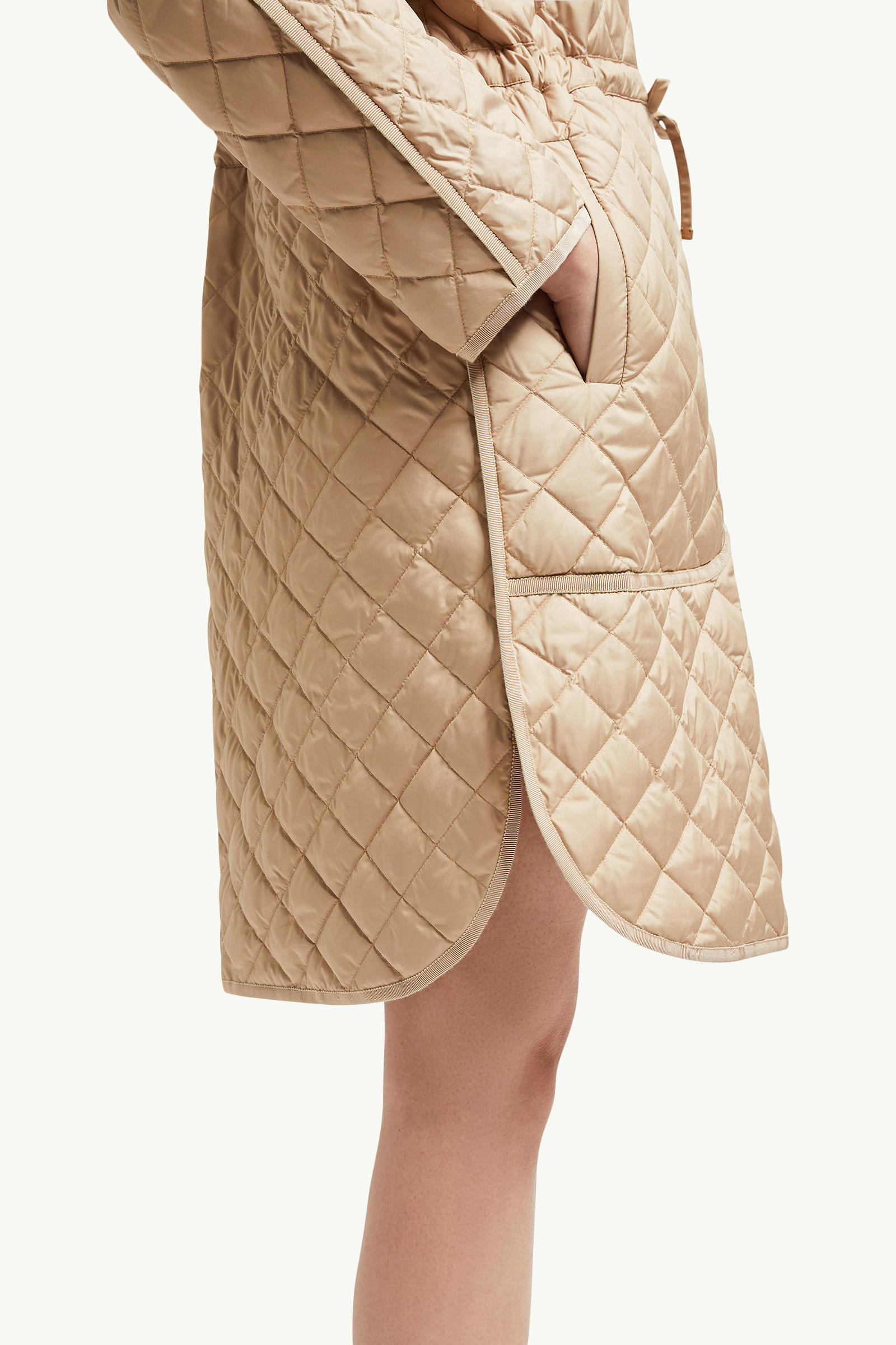 Etelan Hooded Diamond-Quilted Long Down Jacket Women Beige Moncler 5