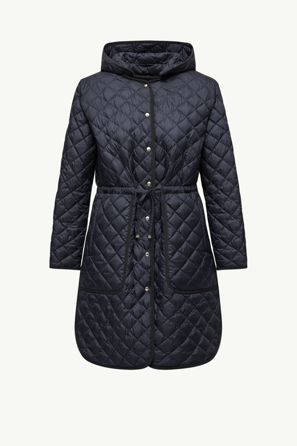 Etelan Hooded Diamond-Quilted Long Down Jacket Women Dark Blue Moncler 2