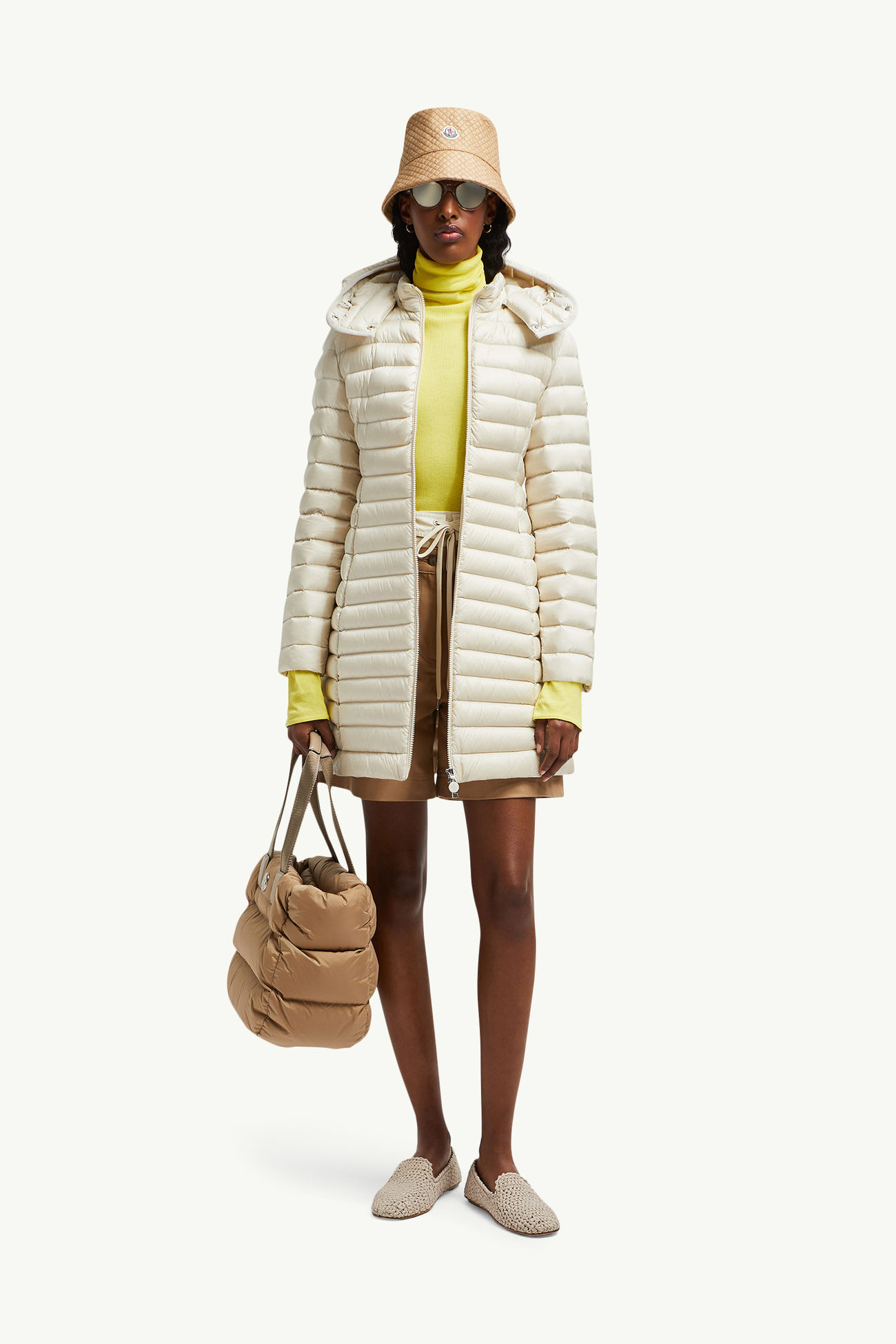 Igelongロングダウンジャケット レディース ホワイトアイボリー Moncler 0