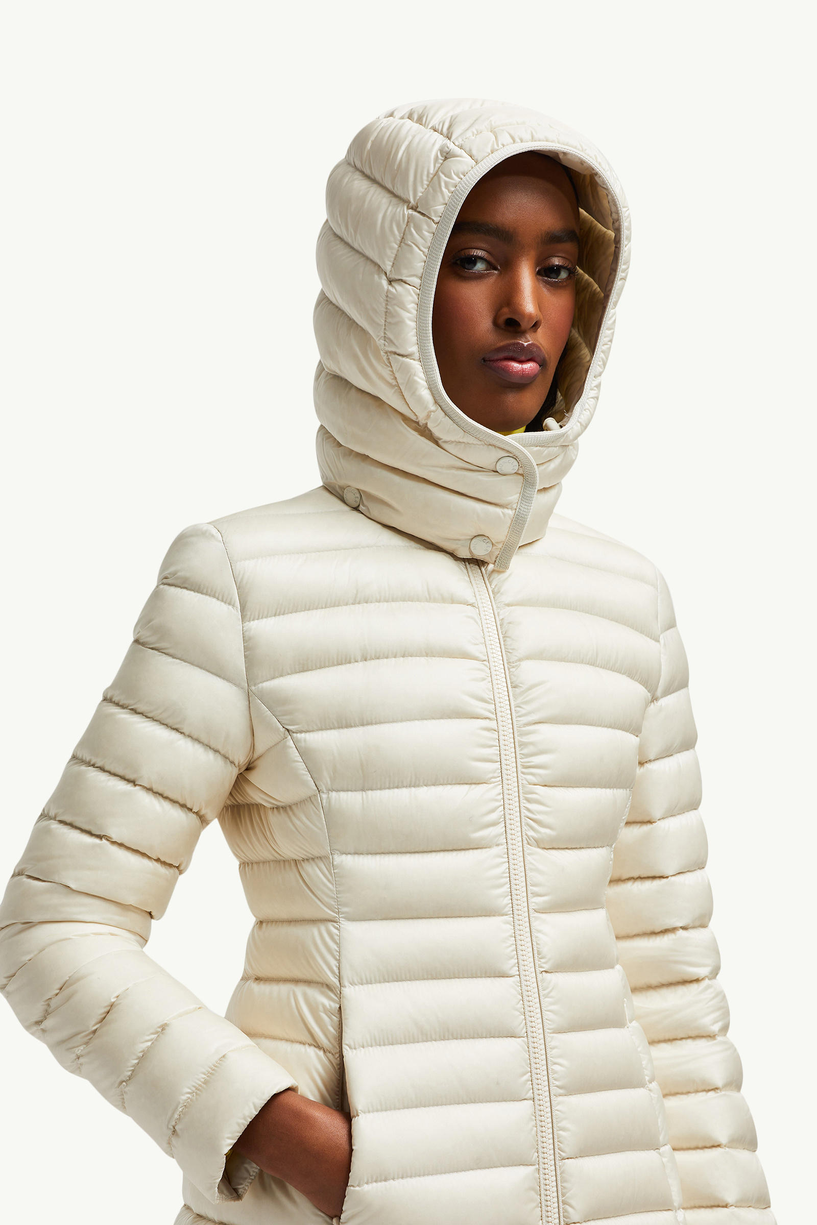 Igelong Hooded Long Down Jacket Women White Ivory Moncler 6