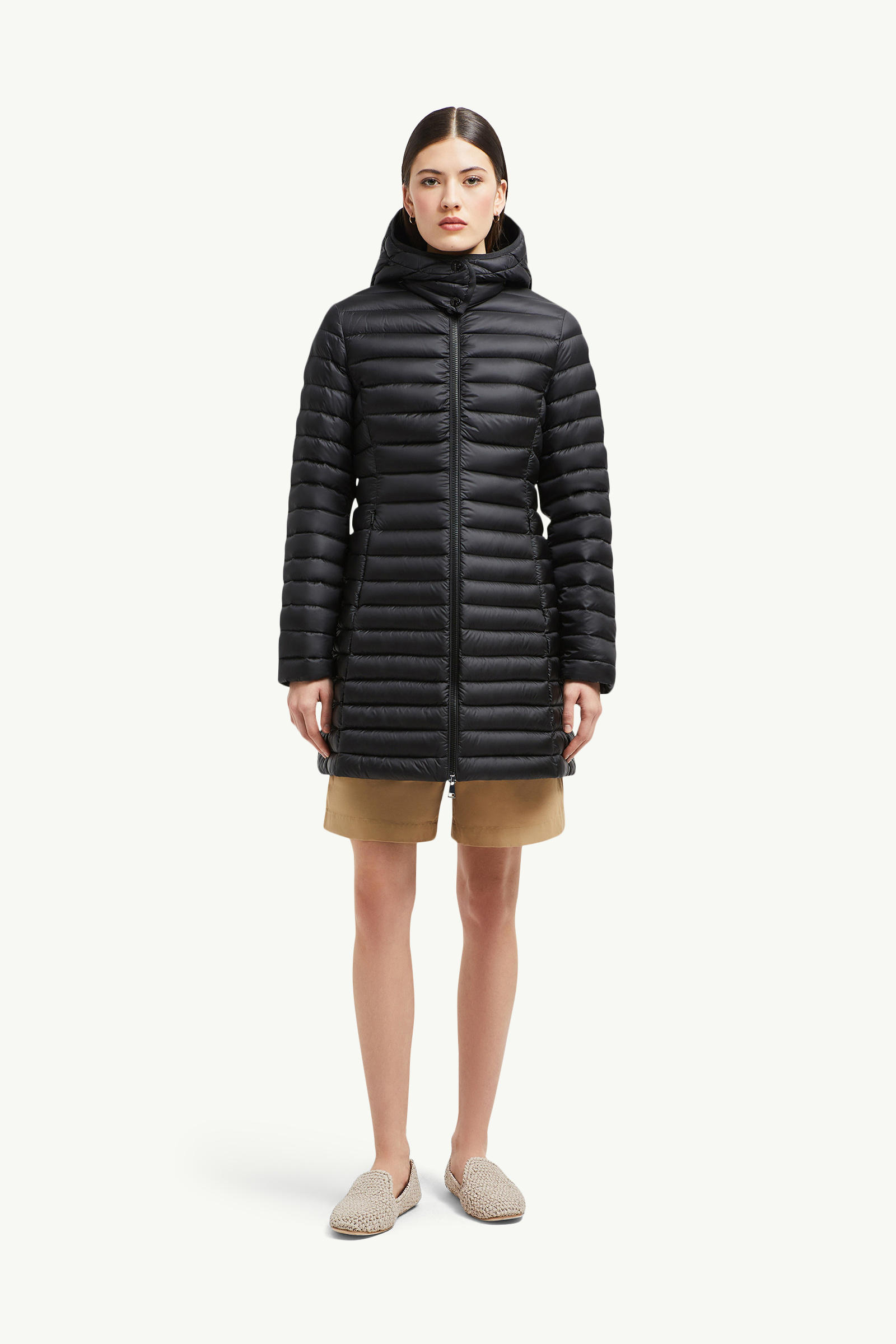Piumino lungo Igelong con cappuccio Donna Nero Moncler 3