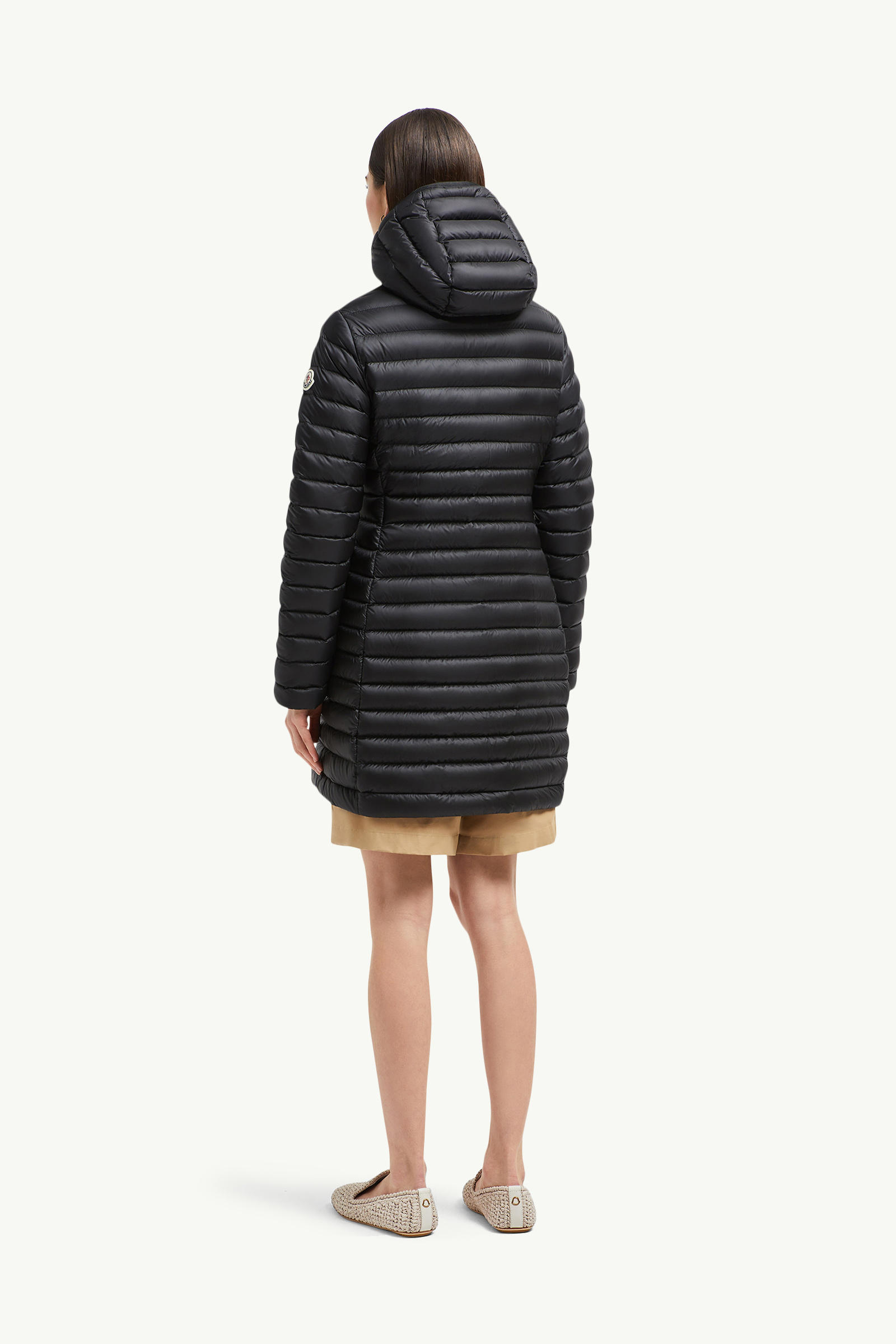 Piumino lungo Igelong con cappuccio Donna Nero Moncler 4