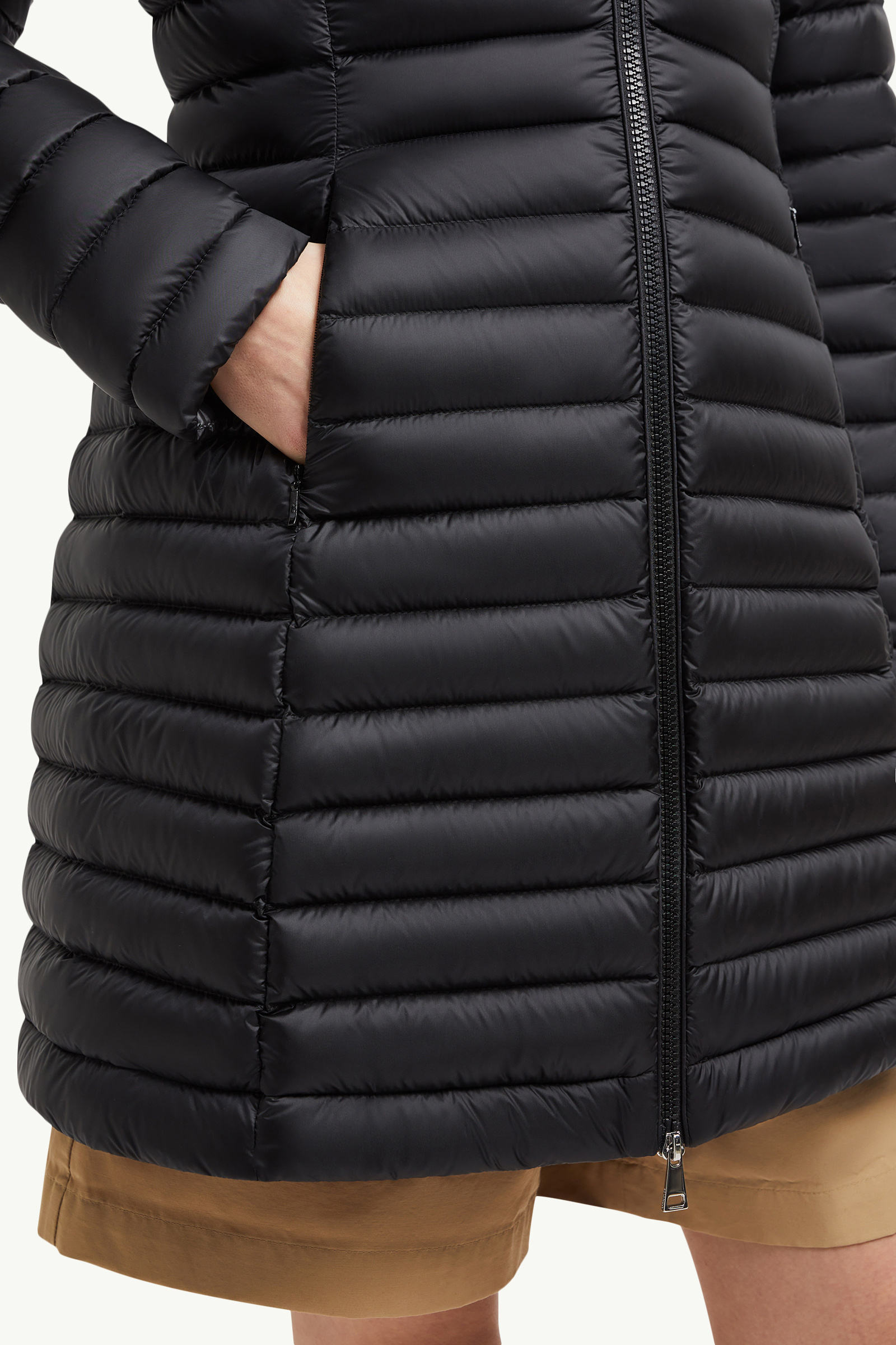 Piumino lungo Igelong con cappuccio Donna Nero Moncler 5