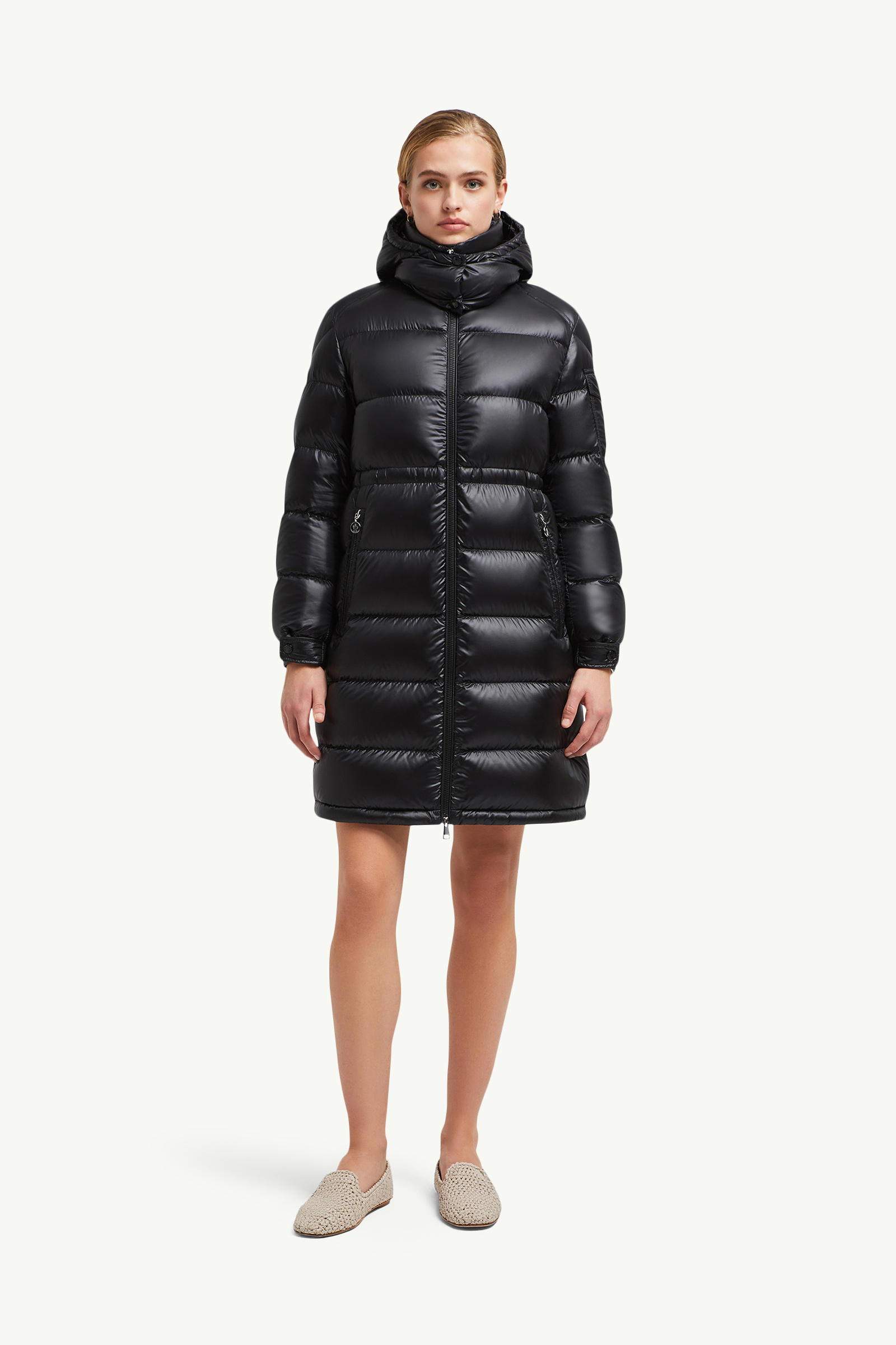 Meillon Hooded Long Down Jacket Women Black Moncler 3