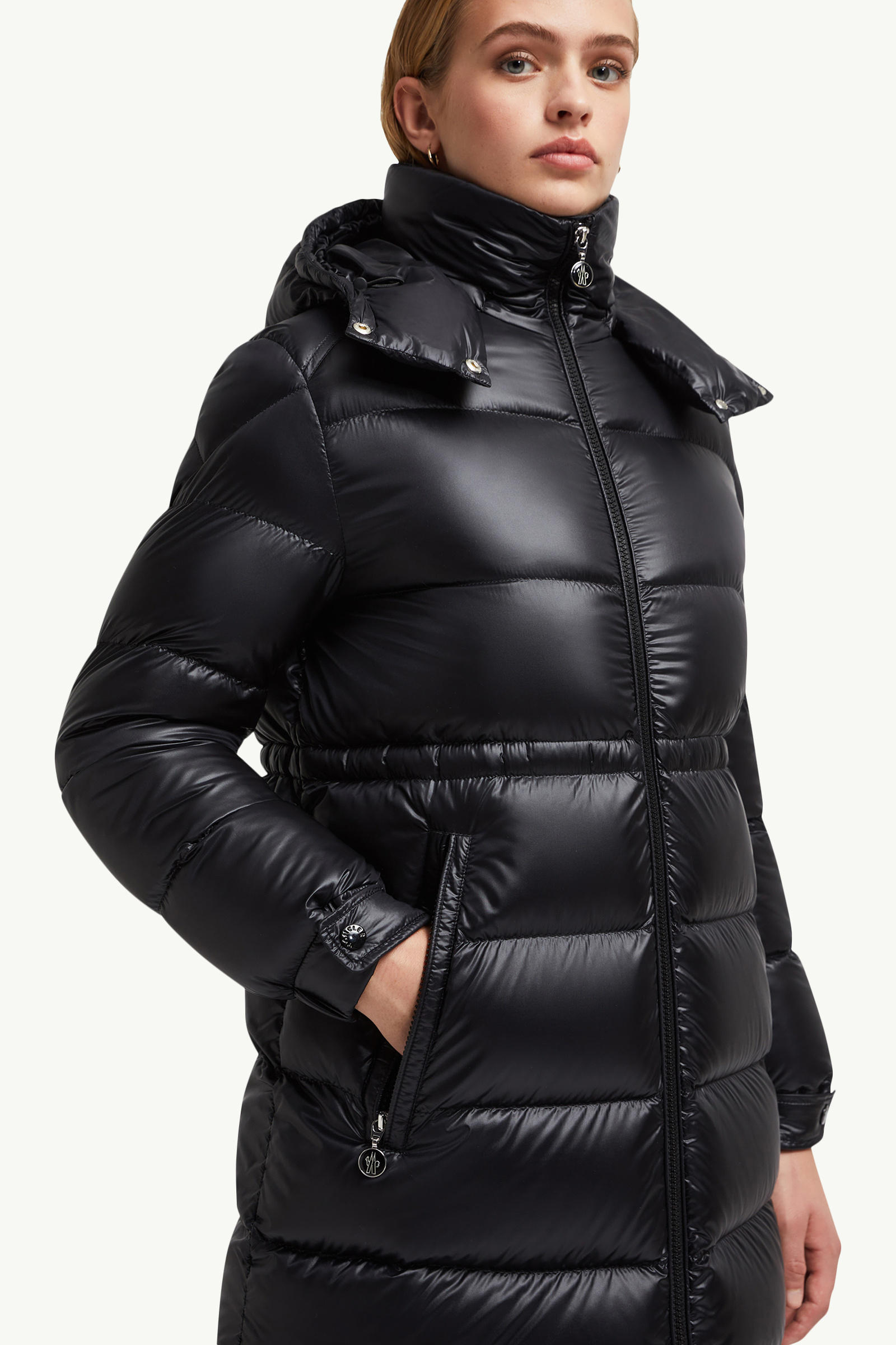 Meillon Hooded Long Down Jacket Women Black Moncler 5
