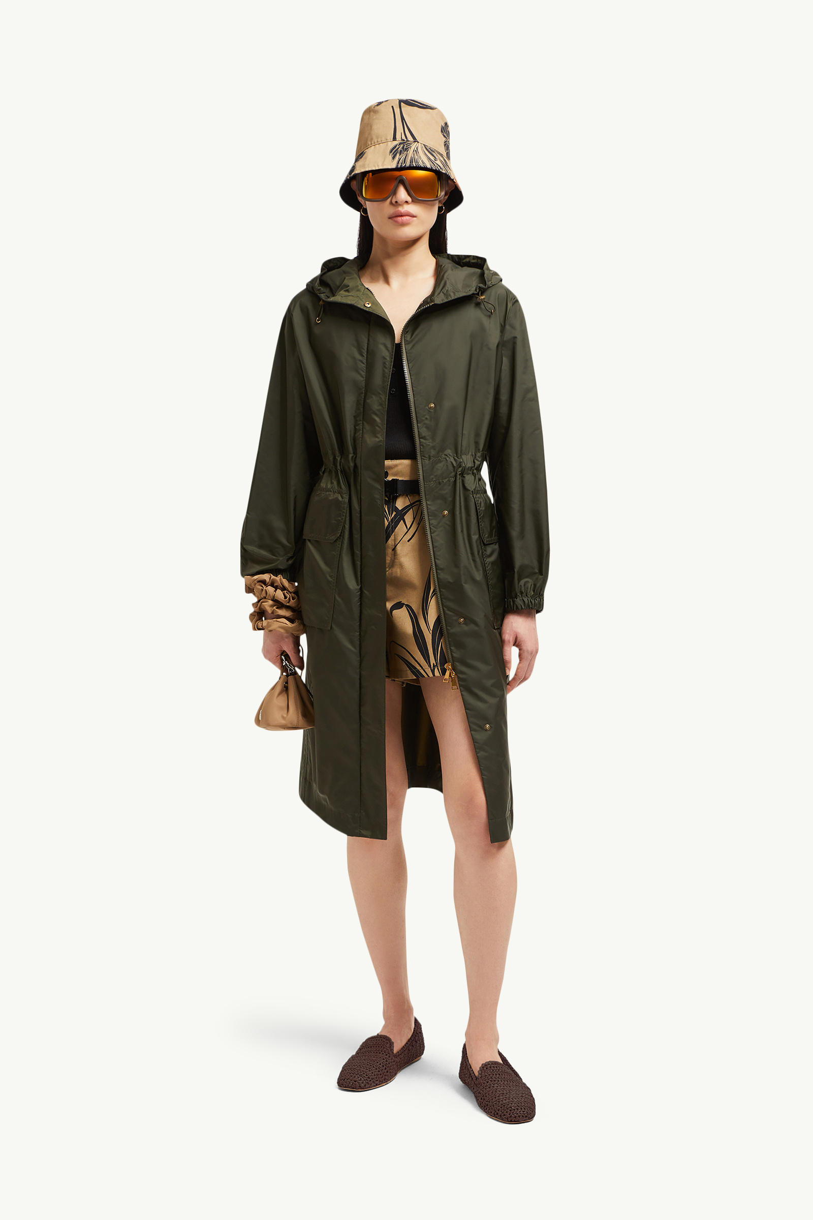 Hiengos Hooded Rain Coat Women Dark Green Moncler 0