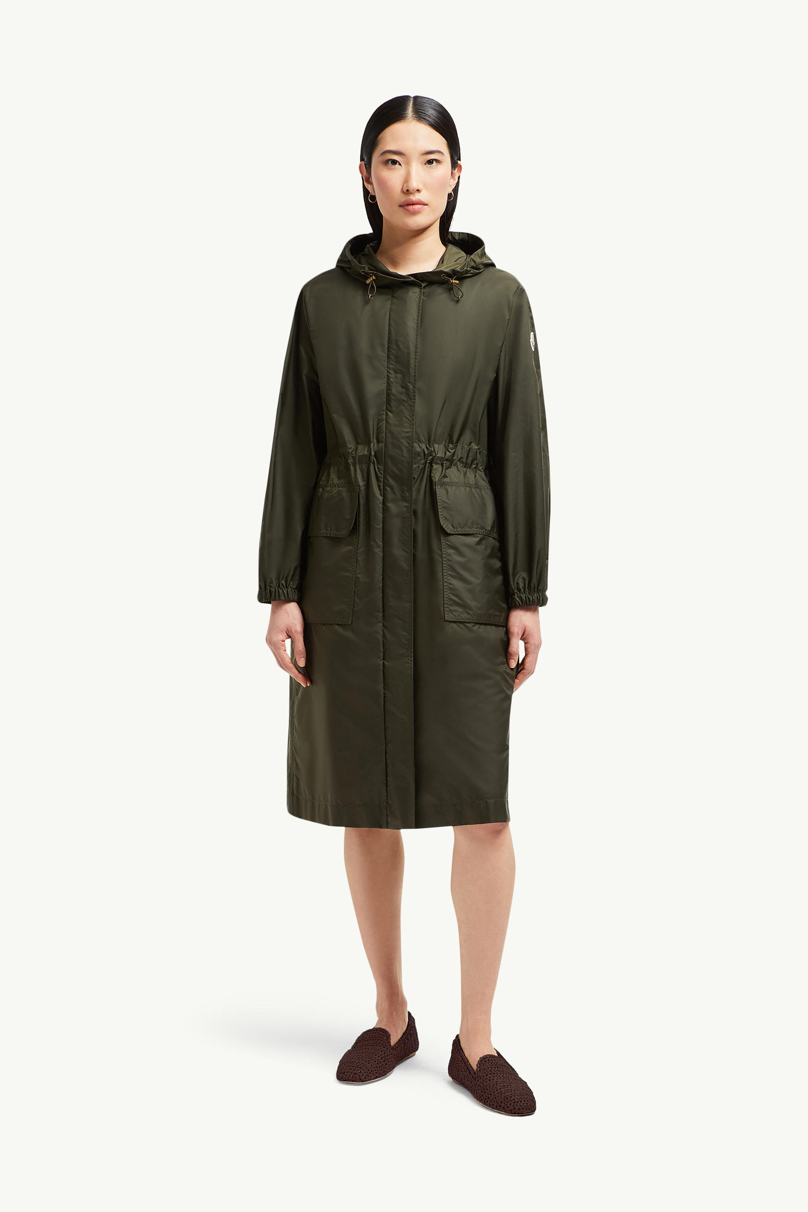 Hiengos Hooded Rain Coat Women Dark Green Moncler 3
