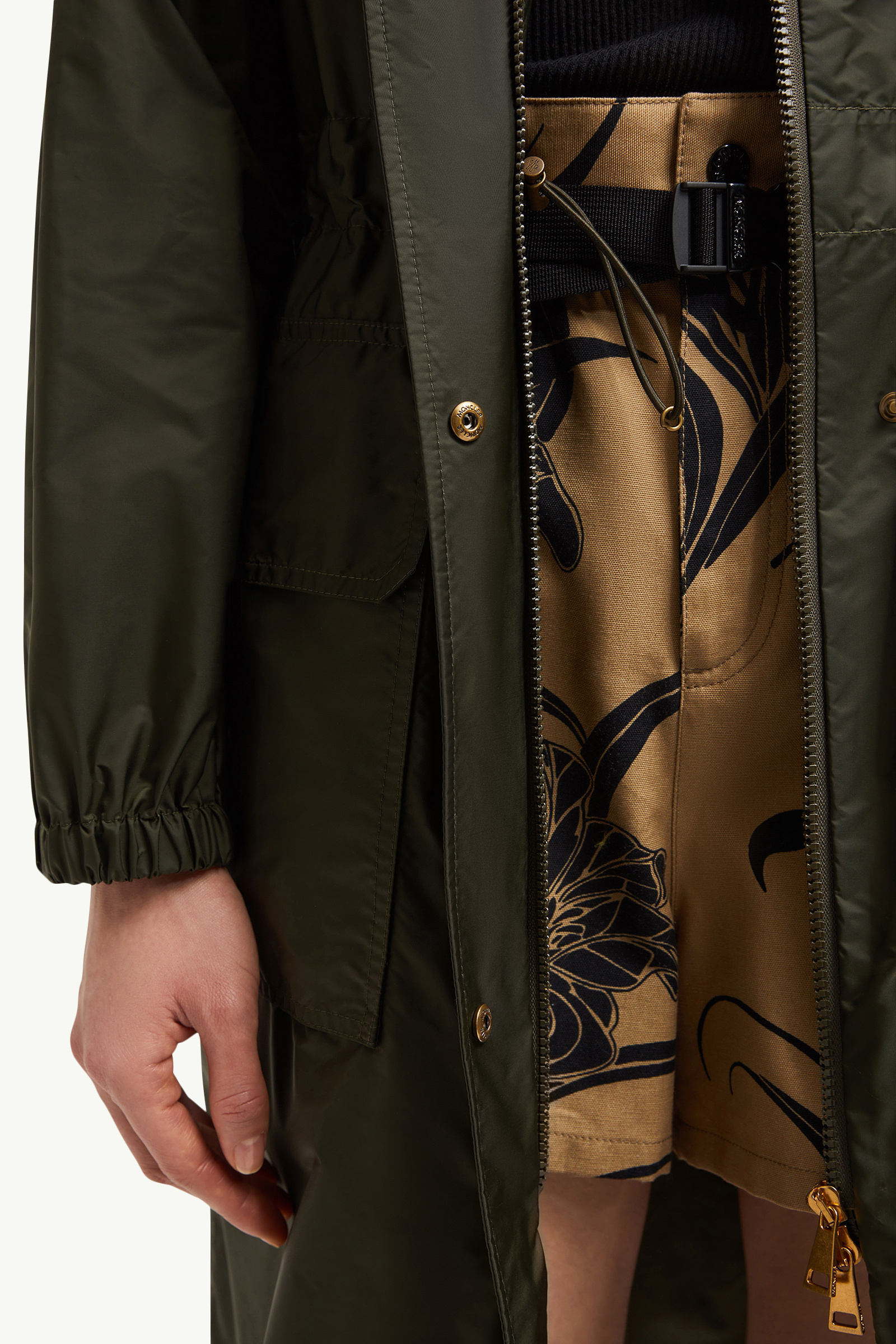 Hiengos 후드 레인 코트 여성 다크 그린 Moncler 7