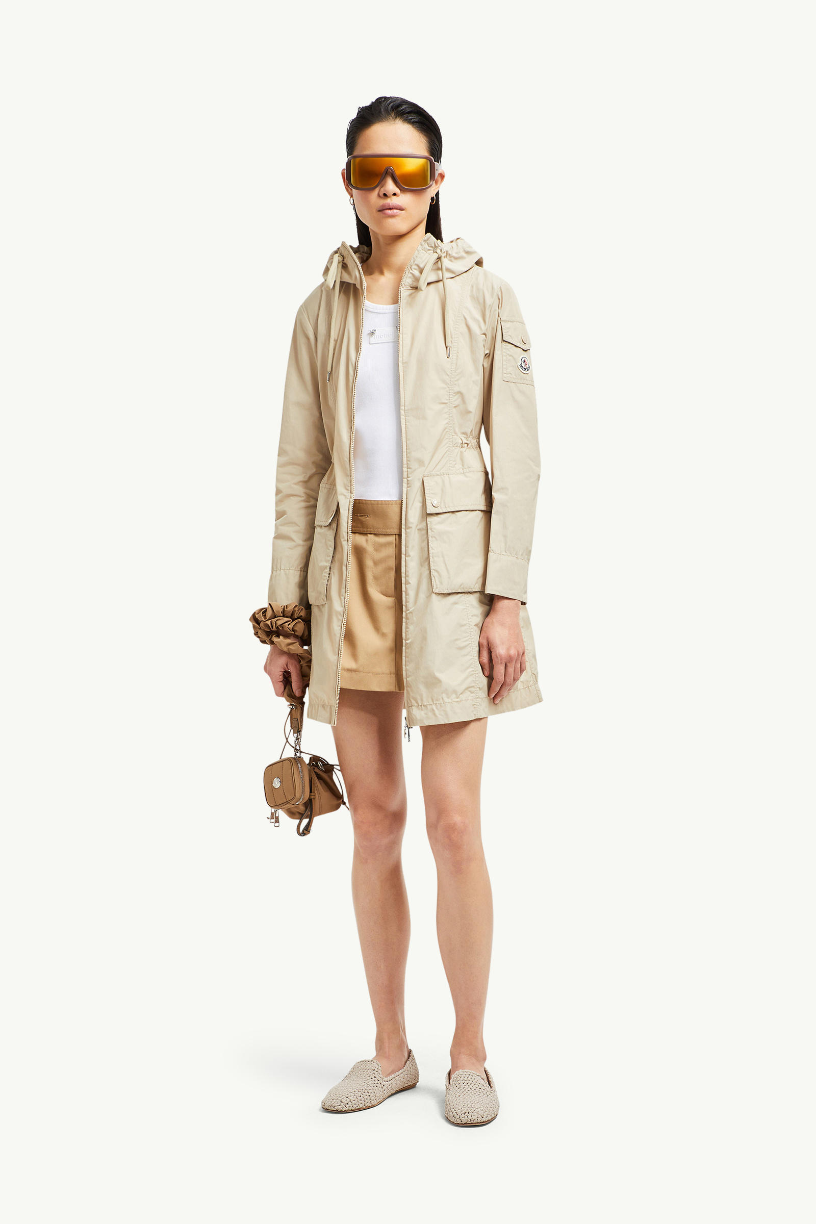 Laerte Hooded Parka Coat Women Beige Moncler 0