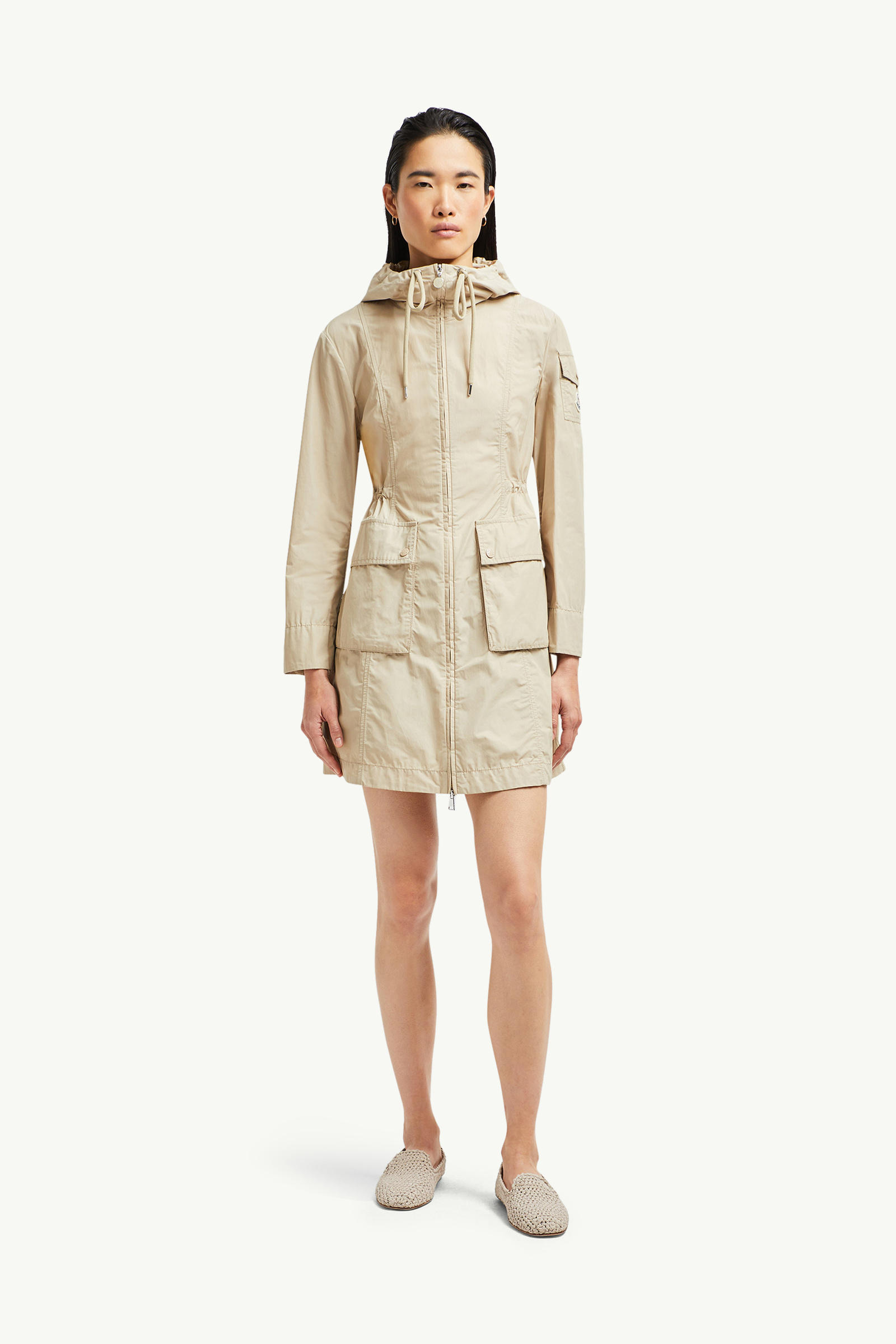 Laerte Hooded Parka Coat Women Beige Moncler 3