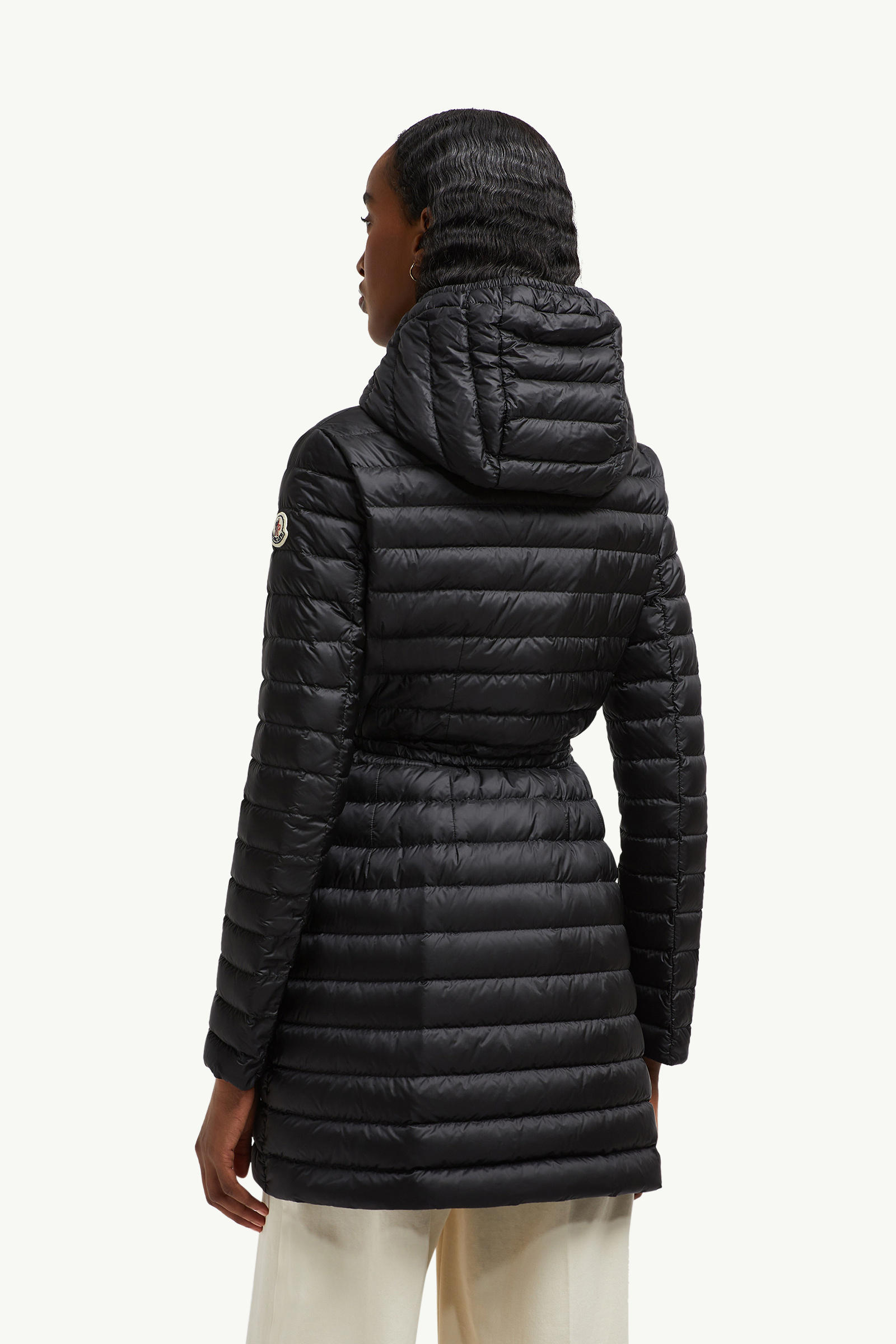 Barbel Hooded Fit & Flare Long Down Jacket Women Black Moncler 4