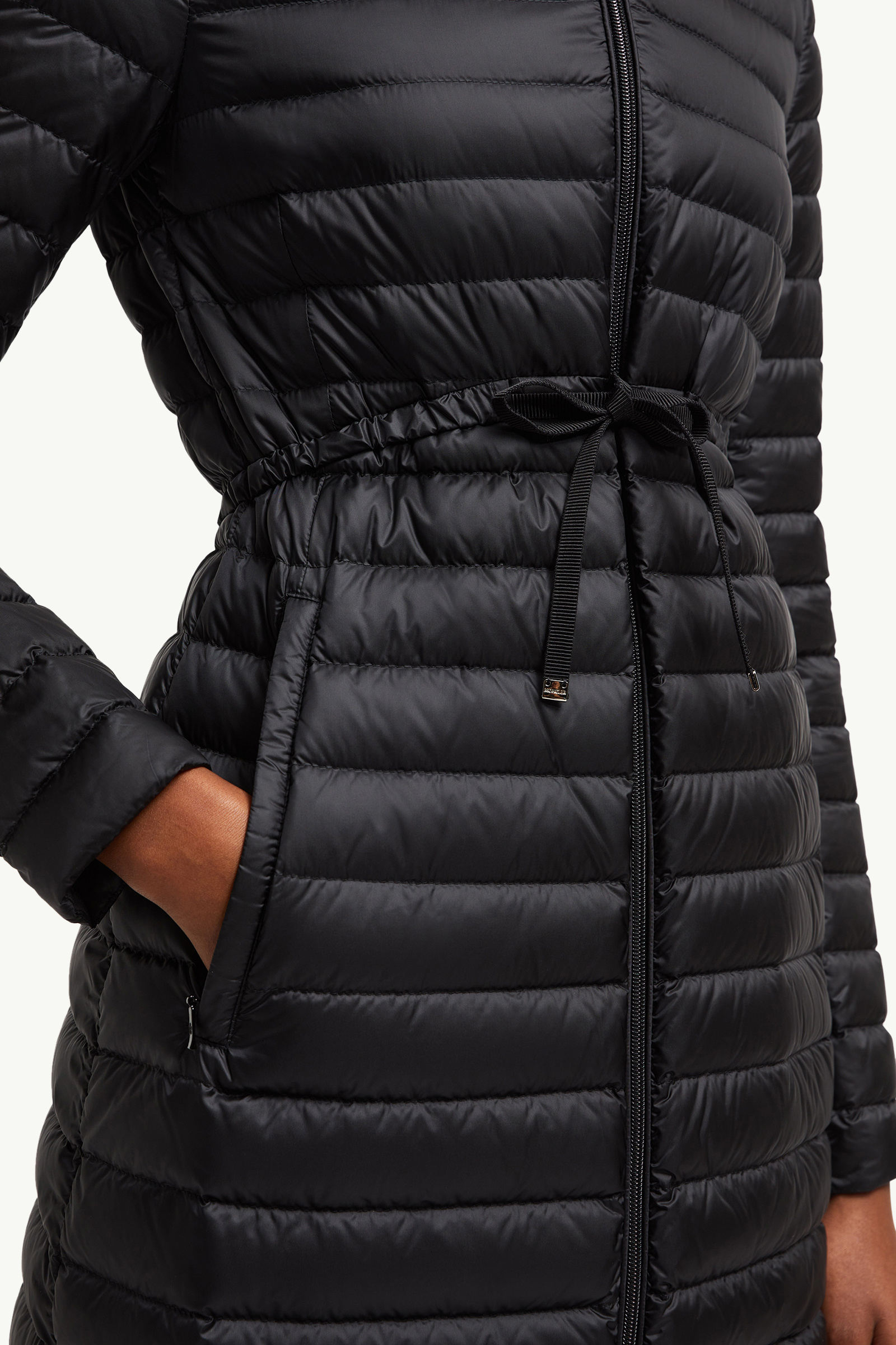 Barbel Hooded Fit & Flare Long Down Jacket Women Black Moncler 5