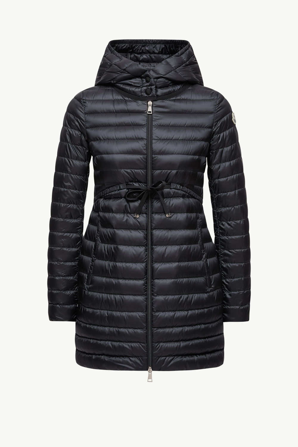 Barbel Hooded Fit & Flare Long Down Jacket Women Black Moncler 2
