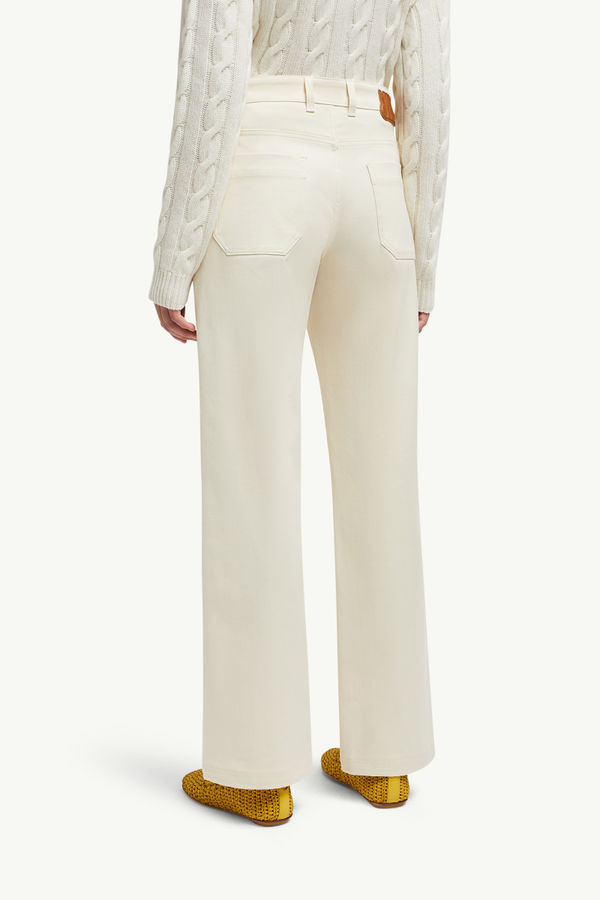 Pantalon droit en gabardine de coton Femmes Blanc Ivoire Moncler 4