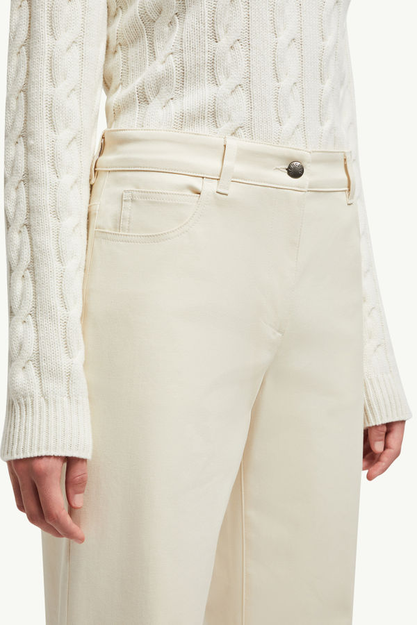 Hose mit geradem Bein aus Baumwollgabardine Damen Weiß-Elfenbein Moncler 5