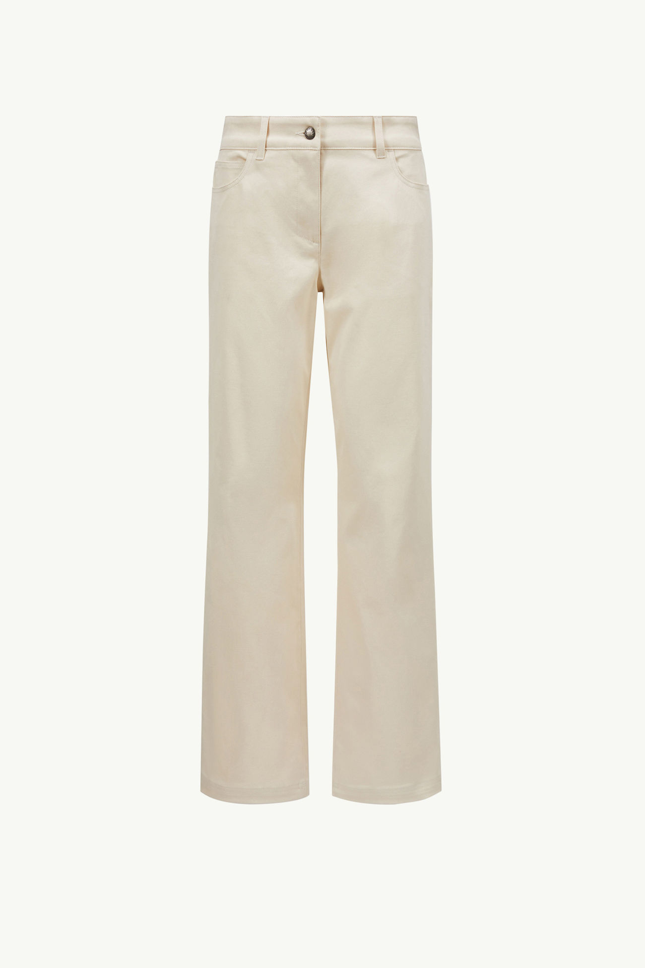 Cotton Gabardine Straight Leg Pants Women White Ivory Moncler 2