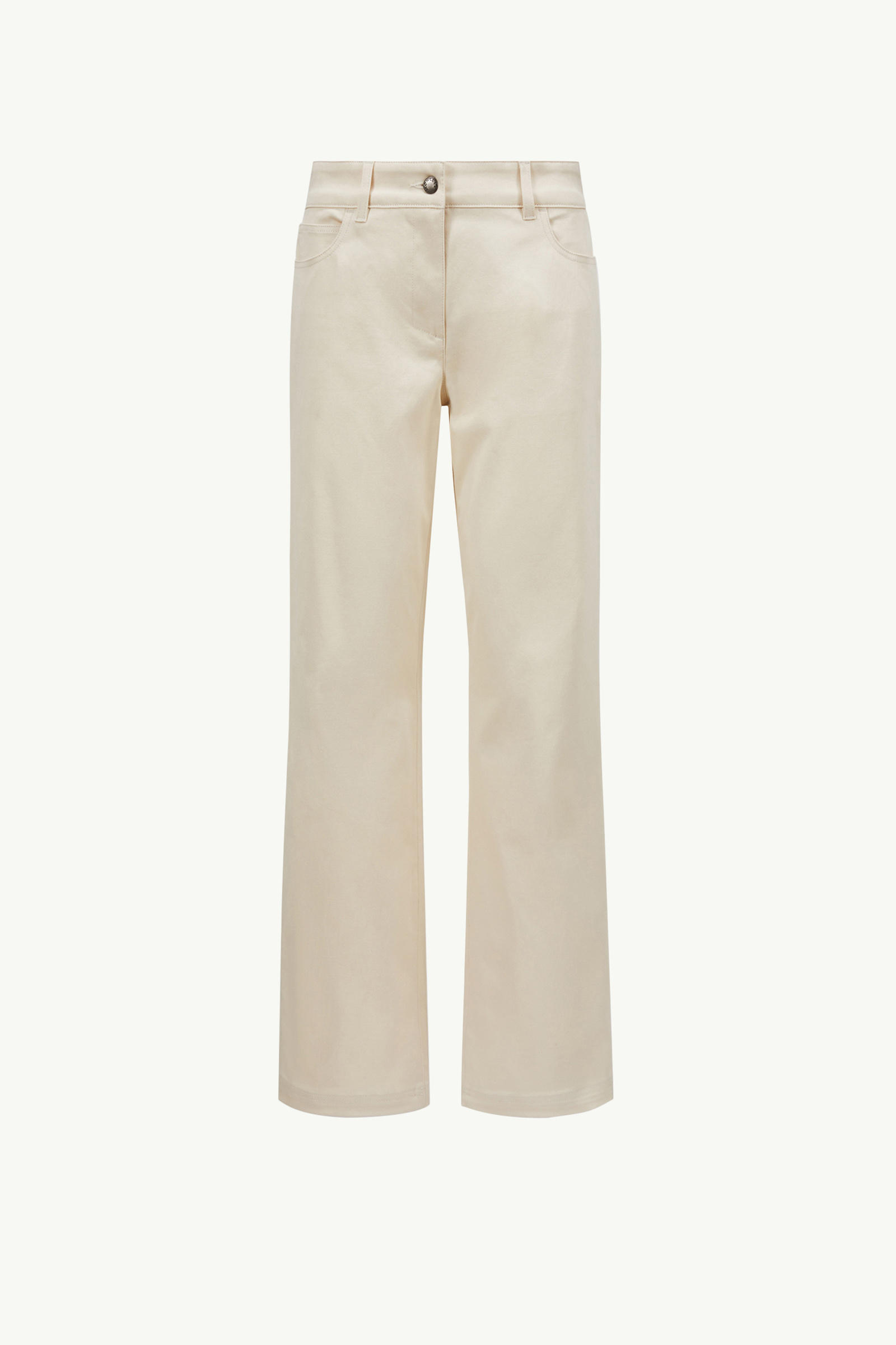 Cotton Gabardine Straight Leg Trousers Women White Ivory Moncler 2