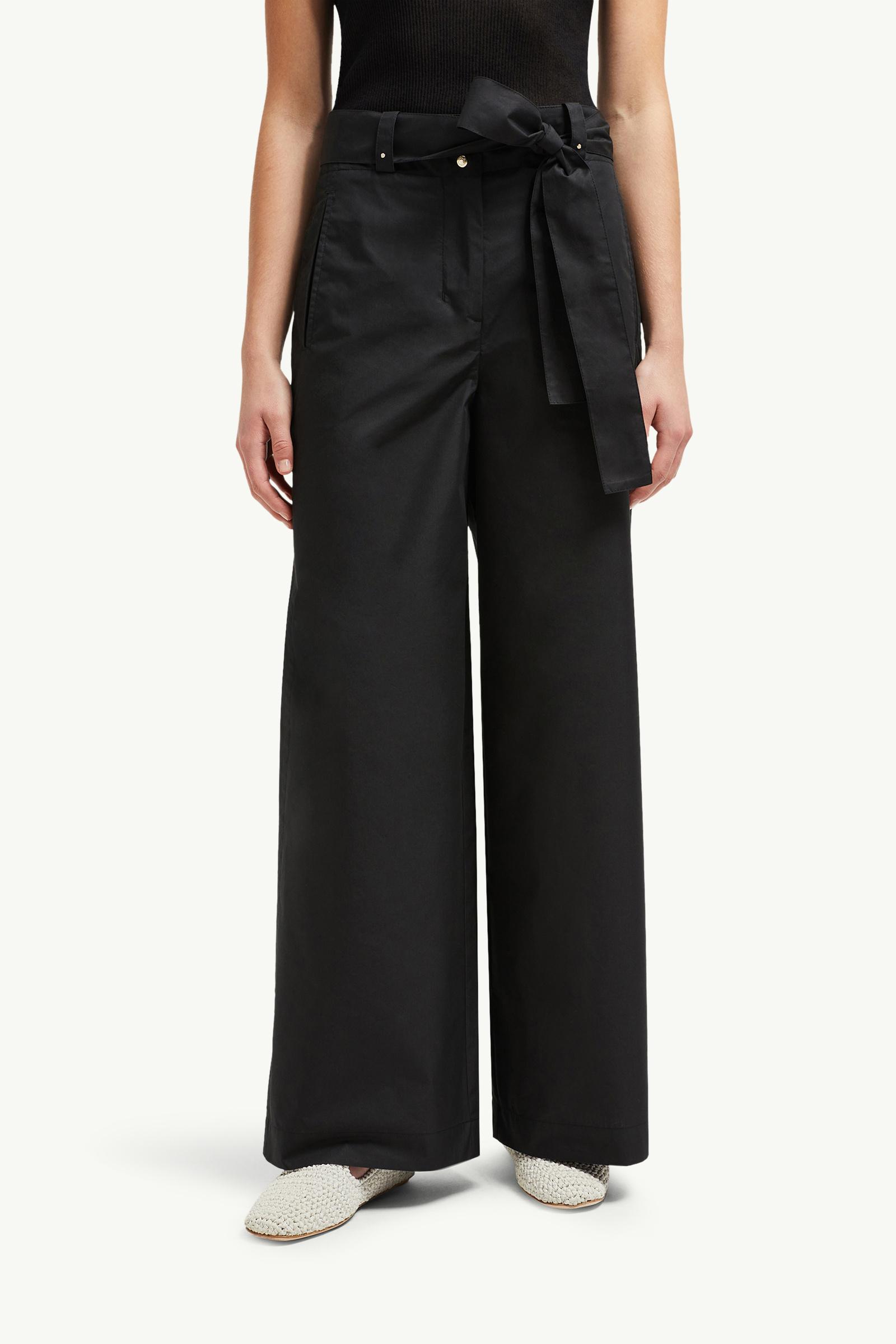 パンツ MONCLER BLACK POLYESTER BLEND PALAZZO PANT MONCLER BLACK POLYESTER BLEND PALAZZO PANT Black Belted