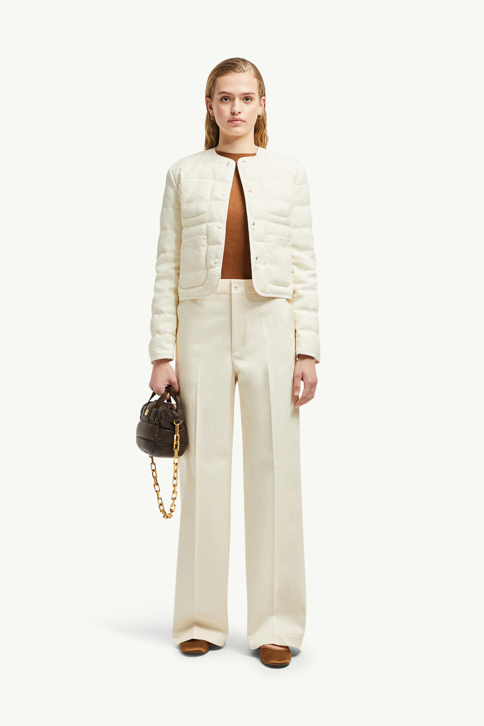 Tailored Cotton Gabardine Trousers Women Beige Moncler 0