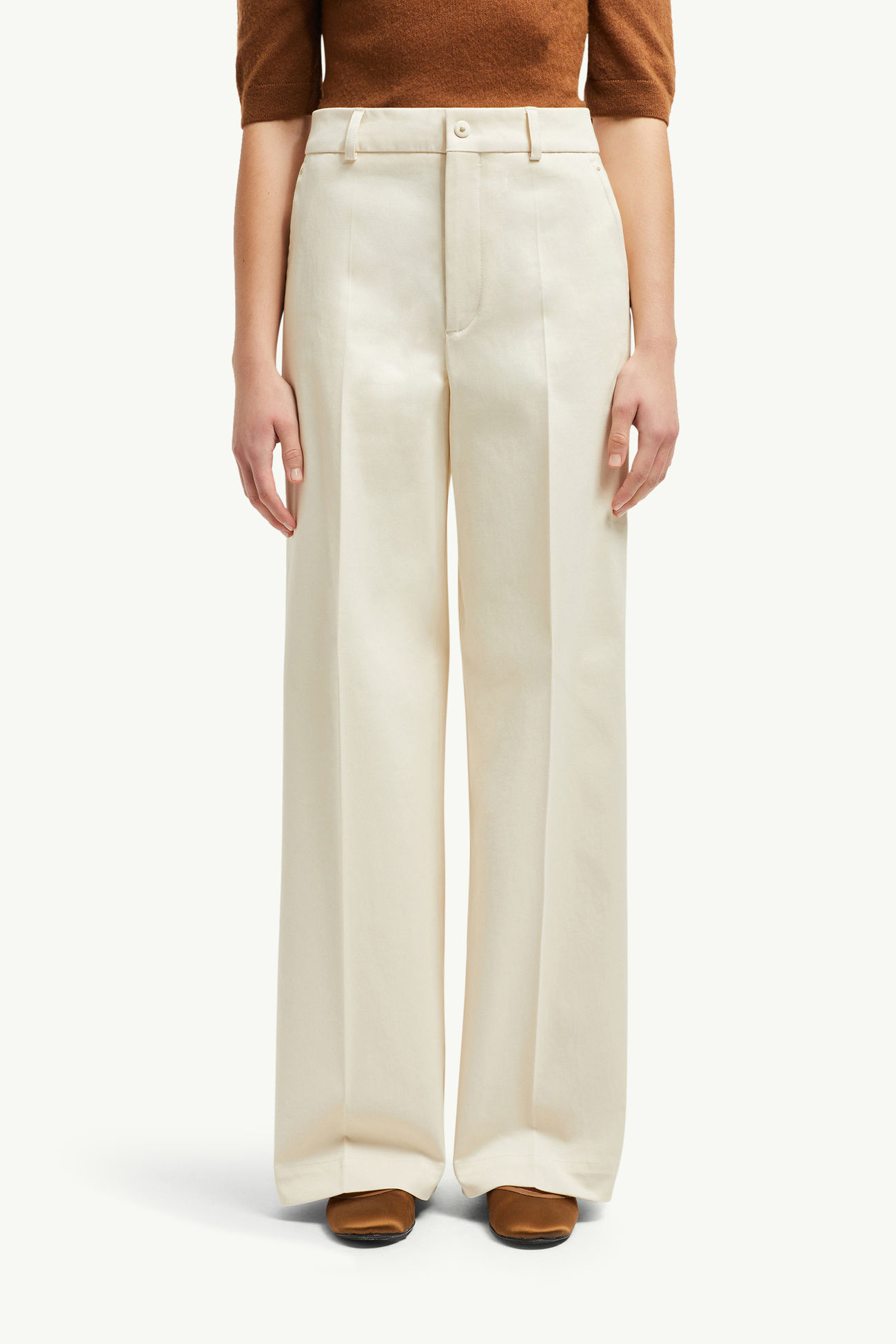 Tailored Cotton Gabardine Pants Women Beige Moncler 3