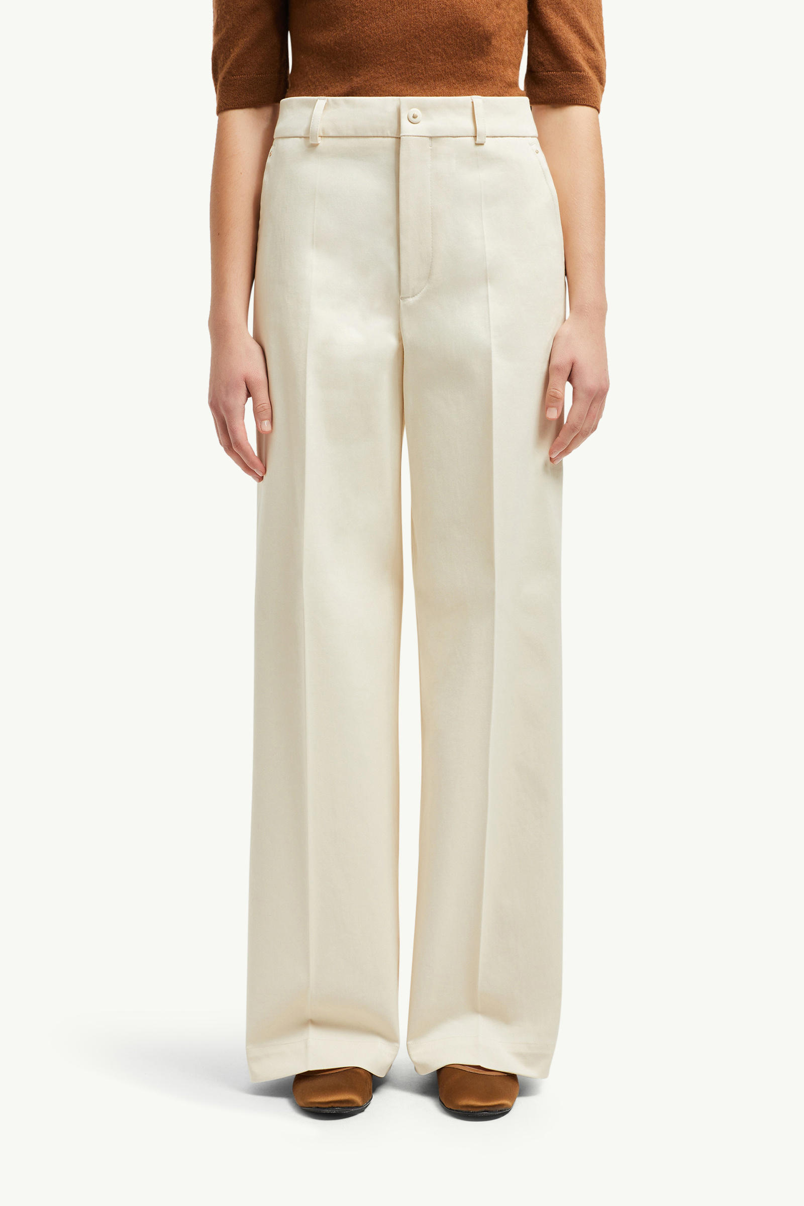 Tailored Cotton Gabardine Trousers Women Beige Moncler 3