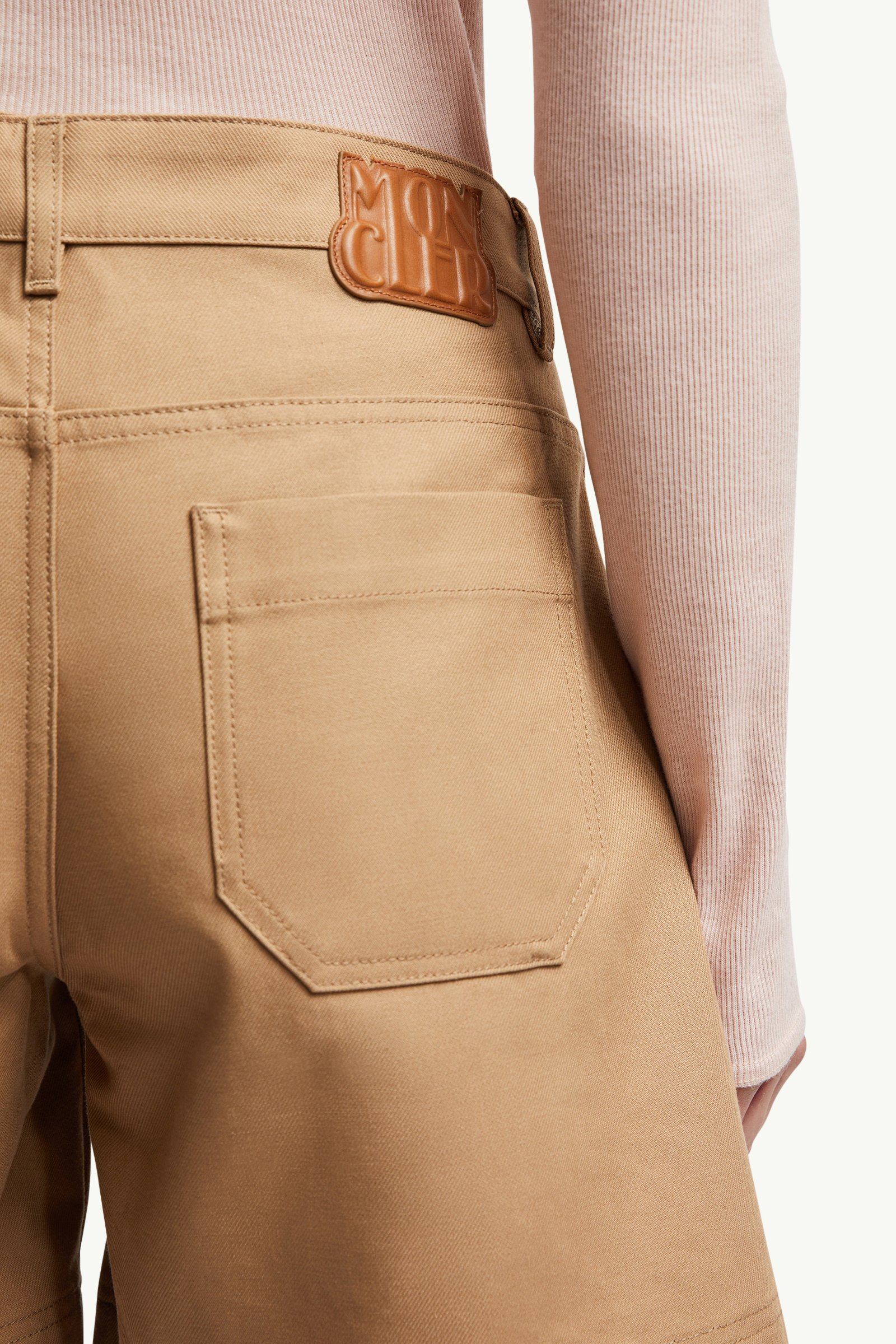 Cotton Gabardine Bermuda Shorts Women Camel Beige Moncler 1