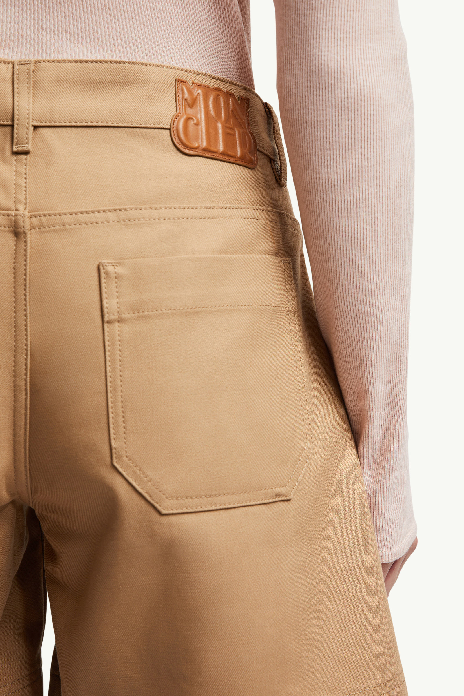 Cotton Gabardine Bermuda Shorts Women Camel Beige Moncler 1