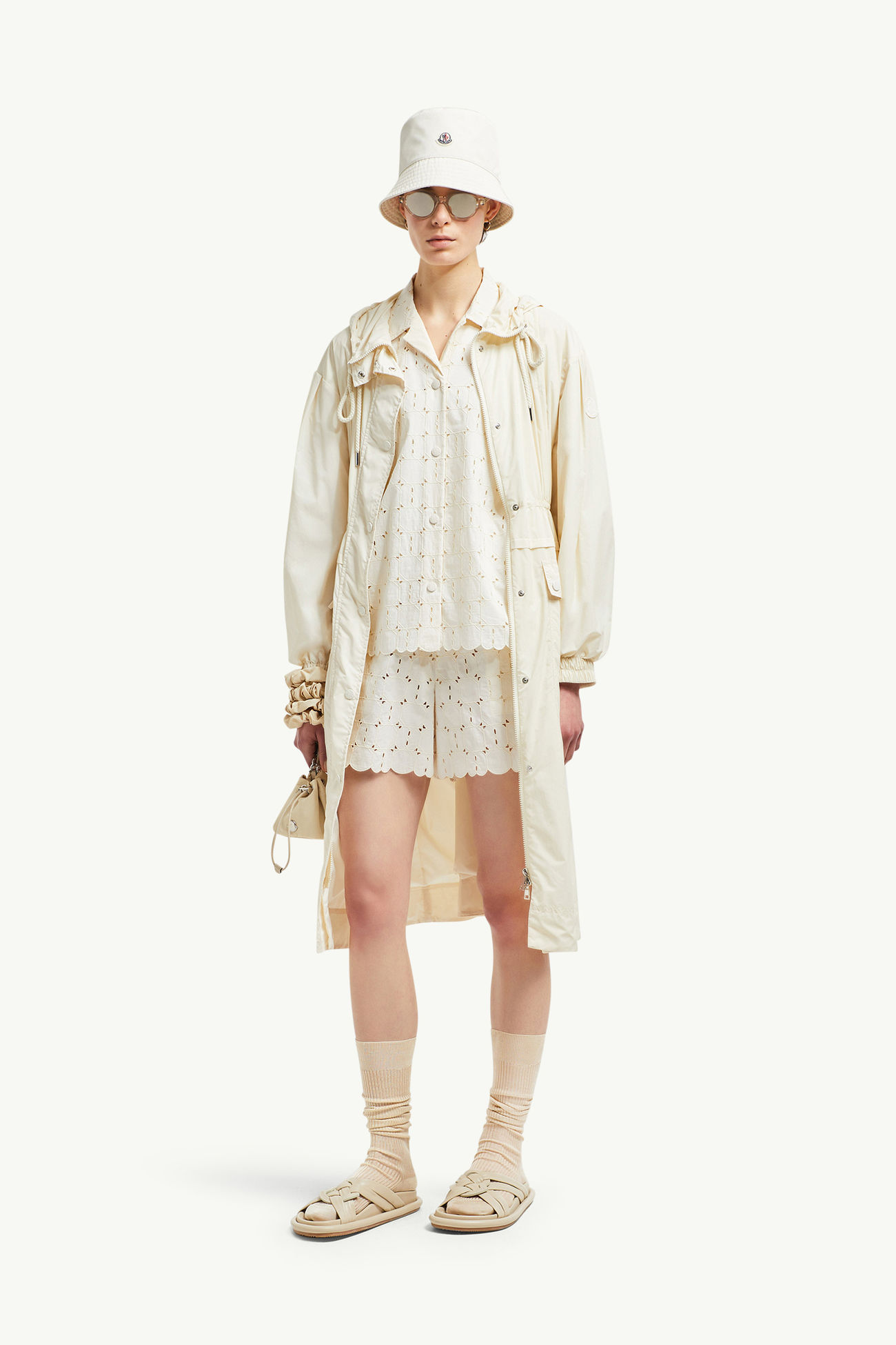 Shorts mit Lochstickerei Damen Weiß Moncler 0